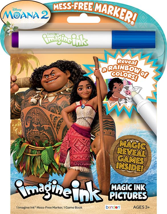 Bendon Moana 2 Imagine Ink – Mess-Free Coloring Book & Marker Set (Officially Licensed)