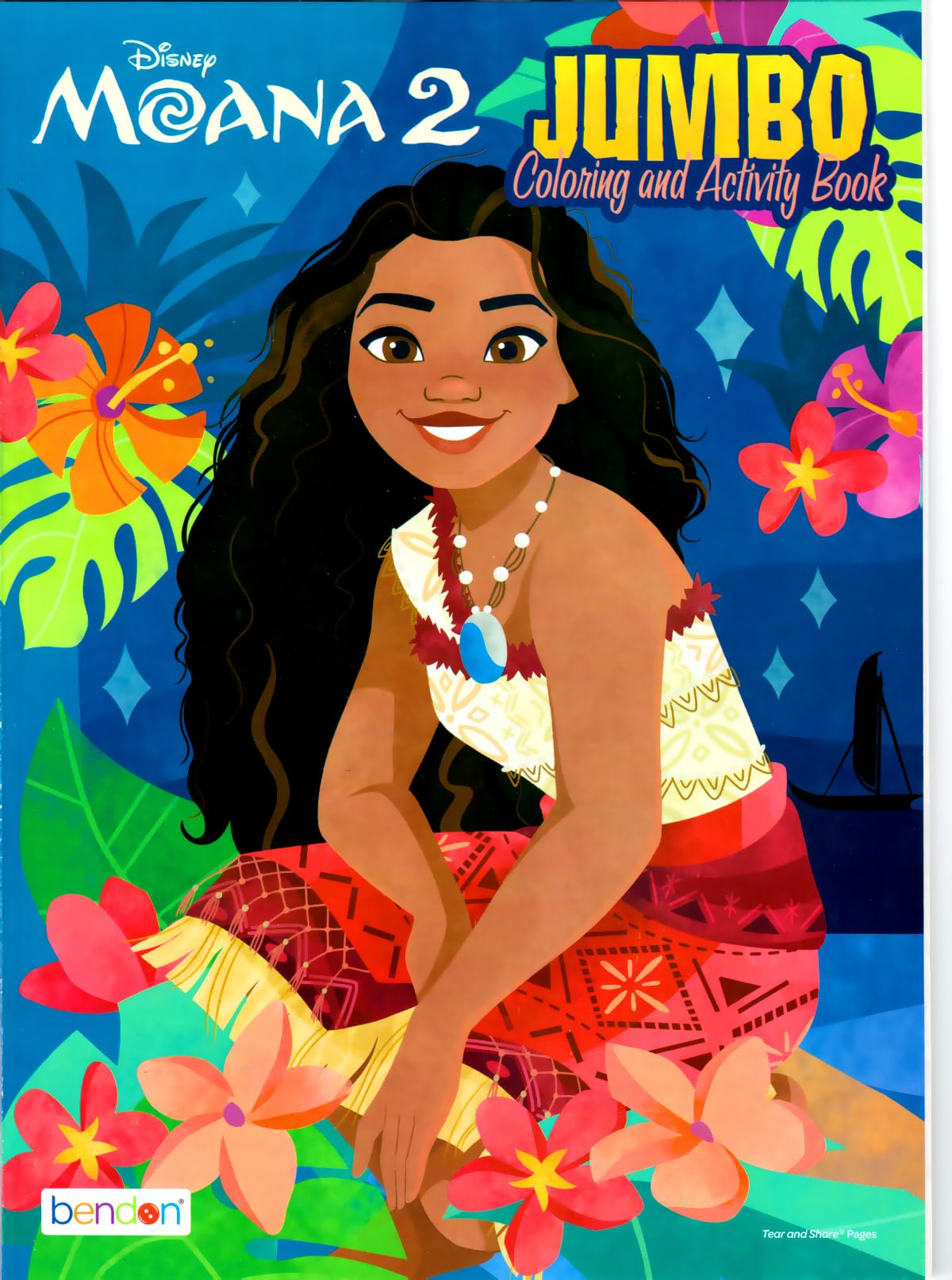 Bendon Moana Coloring Activity Book & Sticker Set for Kids | 300+ Stickers + Crown Popper Keychain