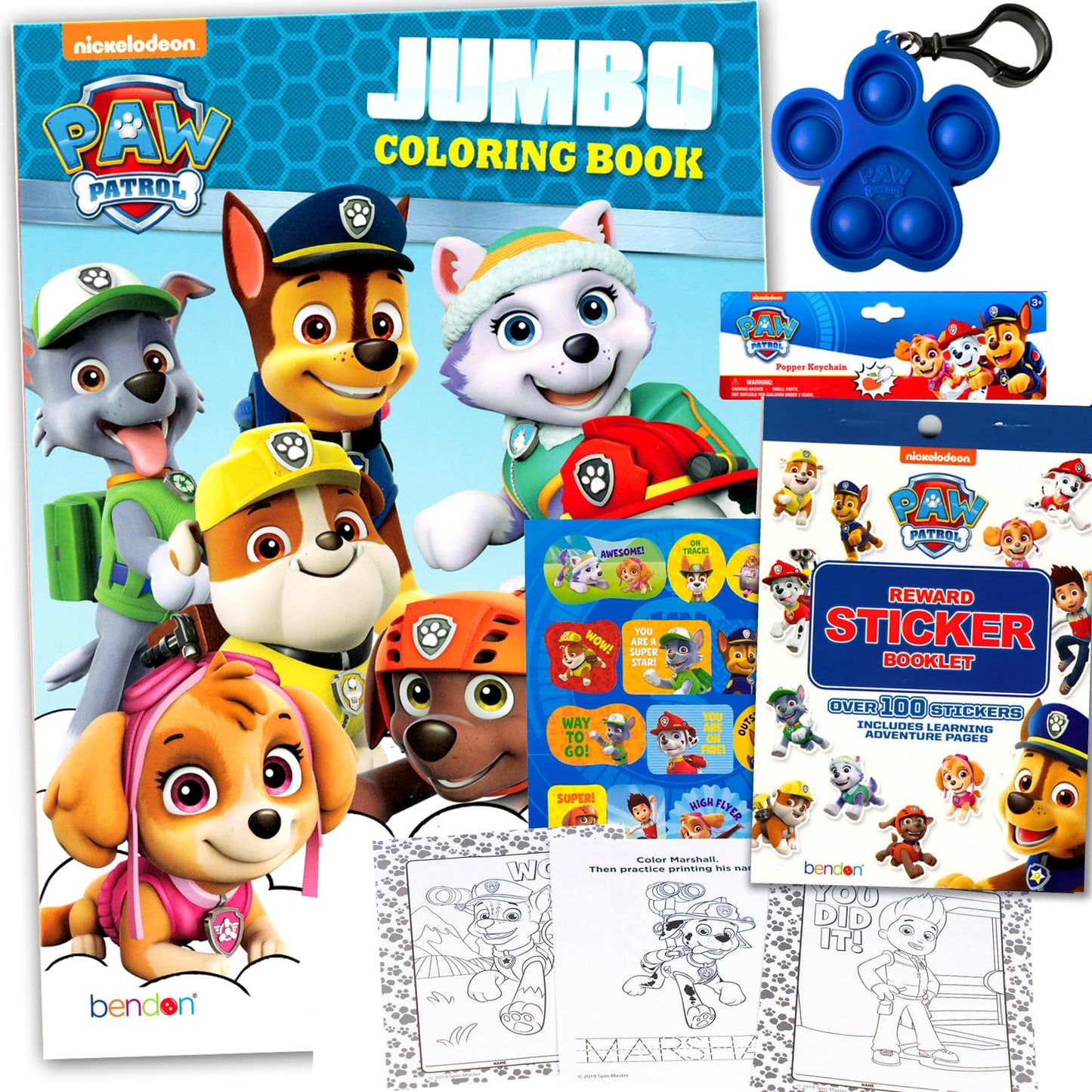 Bendon Paw Patrol Coloring Activity Book & Sticker Set – 300+ Stickers + Pop Fidget Toy