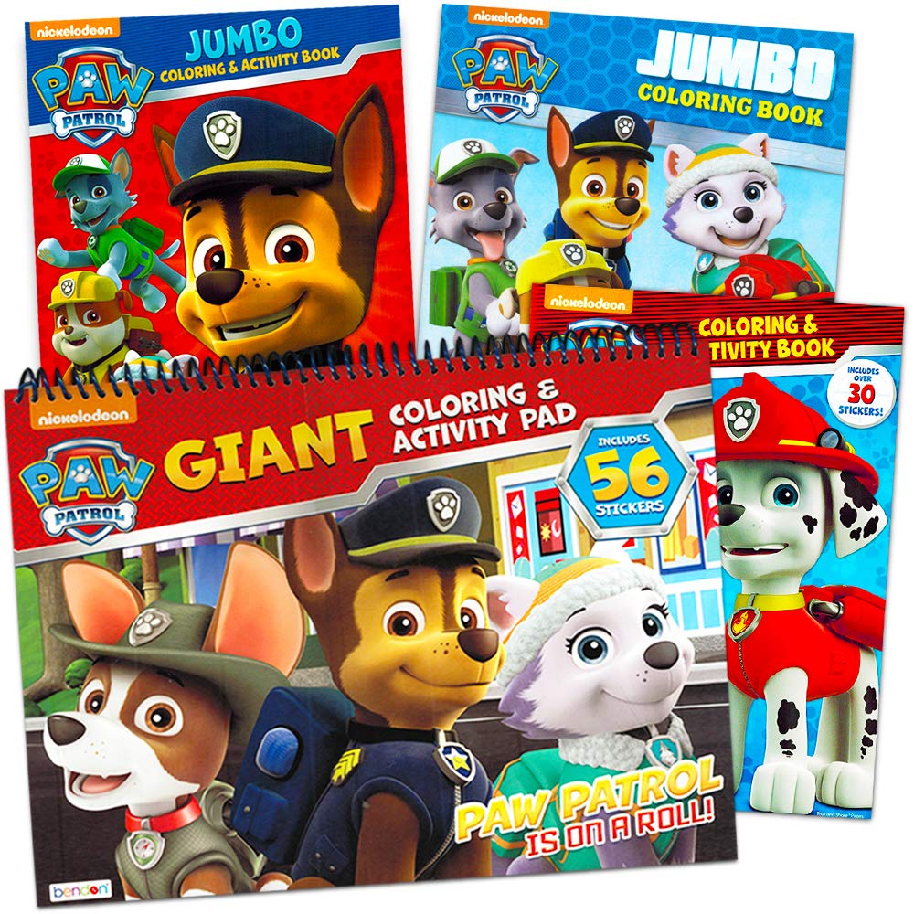 Bendon Paw Patrol Coloring & Activity Book Bundle – 4-Book Set with Stickers | 384 Pages