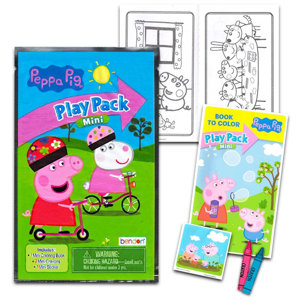 Bendon 12 Pc Peppa Pig Mini Party Favors Set – 12 Play Packs with Coloring Books & Stickers