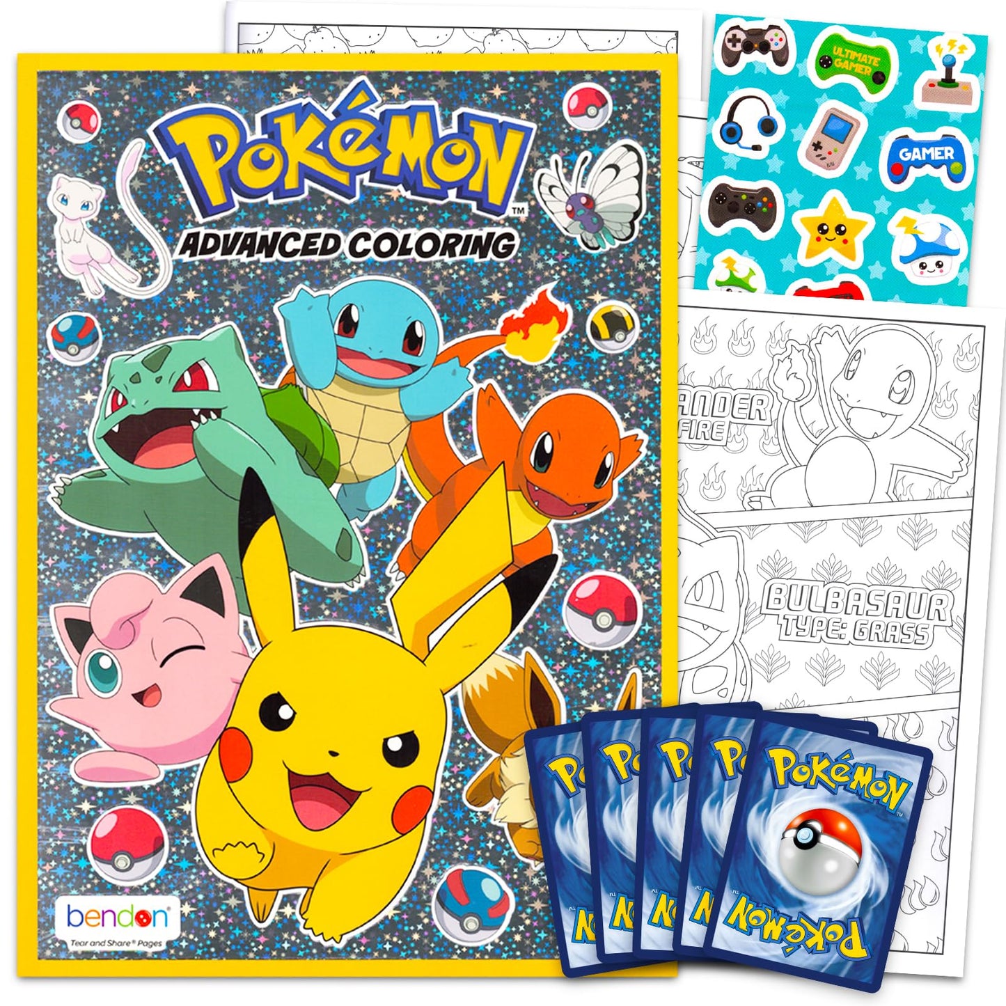 Bendon Pokemon Coloring Book Set for Kids & Teens – Cards & Advanced Coloring Book Bundle