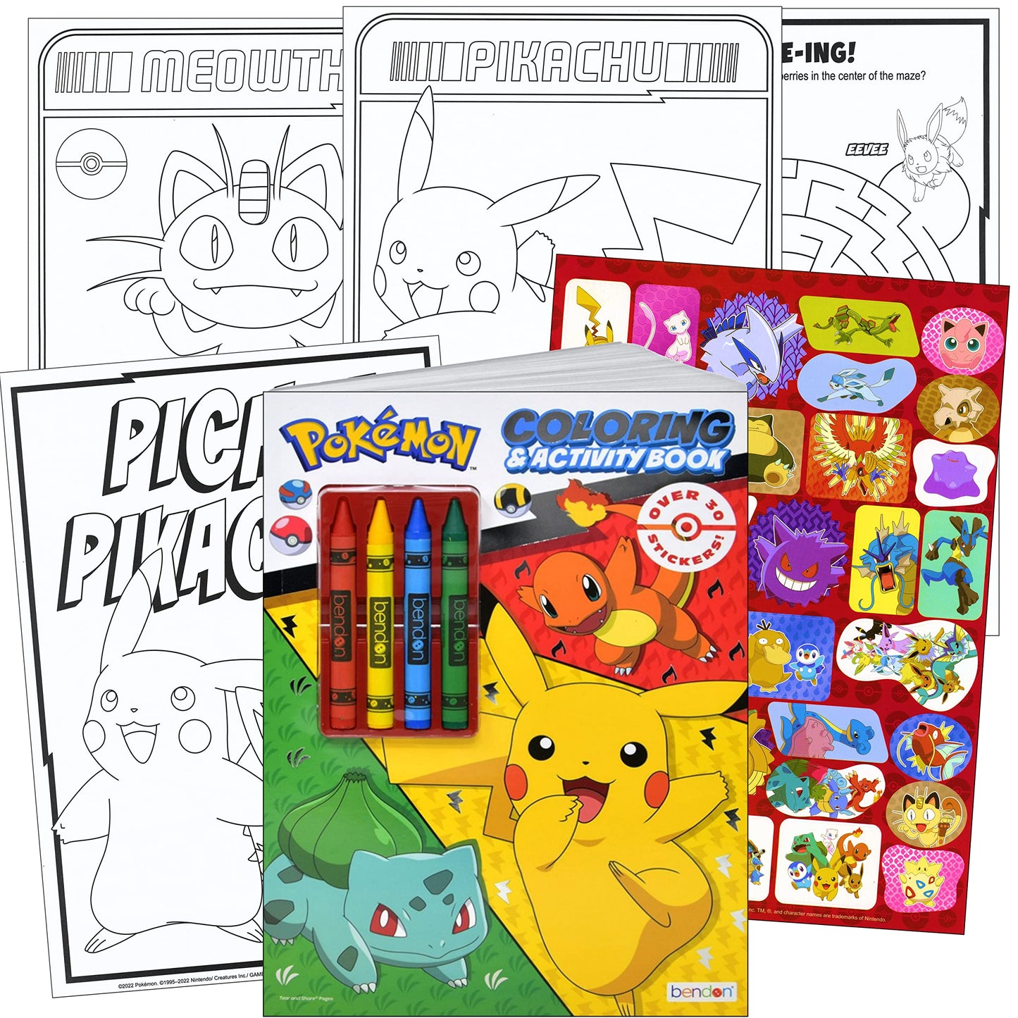 Bendon Pokemon Stickers Activity Set – Coloring Book, Reward Stickers, Door Hanger & Thank You Card Craft