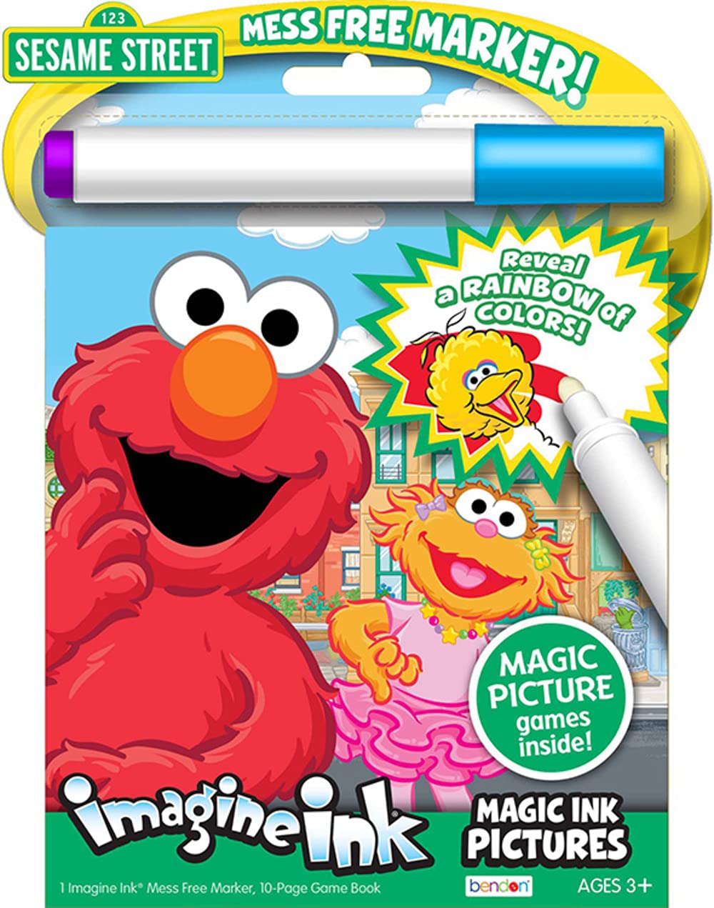 Bendon Sesame Street Elmo Imagine Ink – Mess-Free Coloring Book with Marker | Officially Licensed