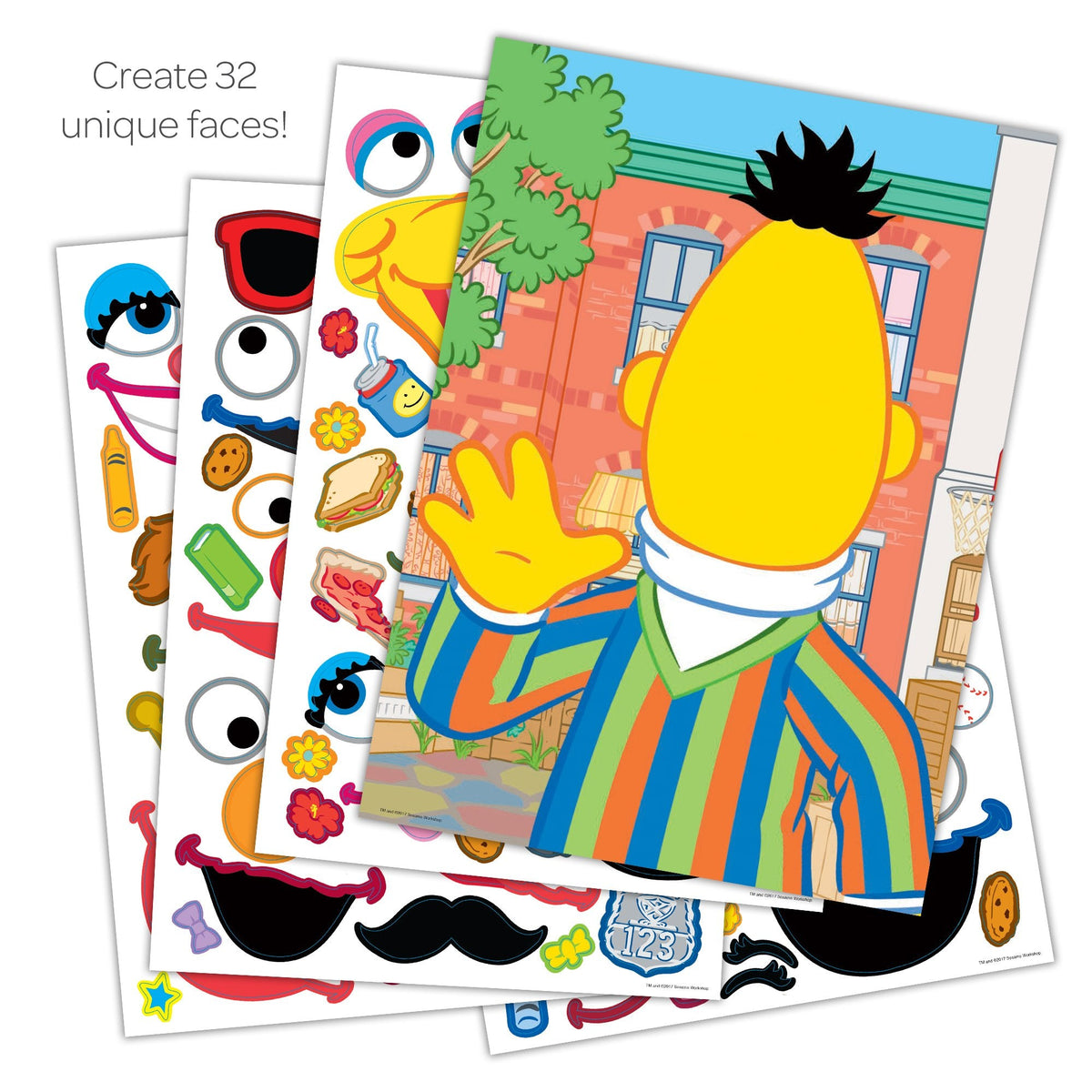 Bendon Sesame Street Create-A-Face Sticker Pad — 200+ Stickers | Officially Licensed