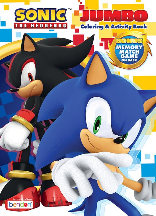 Bendon Sonic The Hedgehog Coloring Book | Jumbo Activity & Memory Match – Officially Licensed