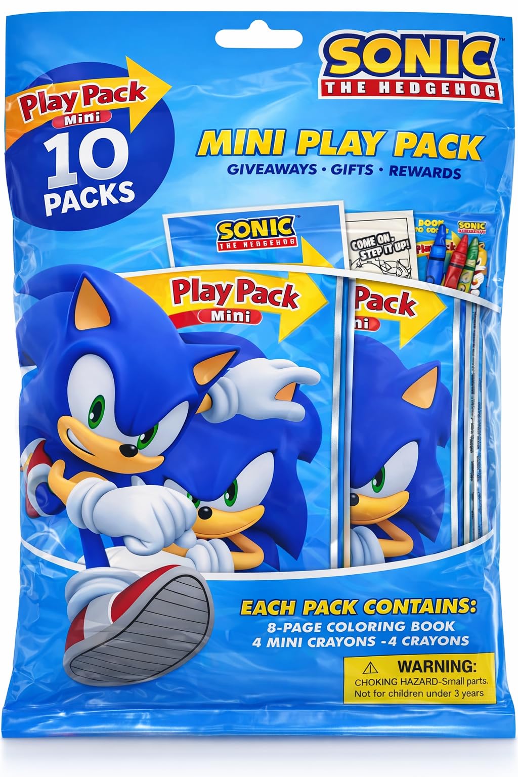 Bendon Sonic the Hedgehog Play Packs – 10-Pack Party Favors (Coloring Book, 2 Mini Crayons, Sticker) – Officially Licensed