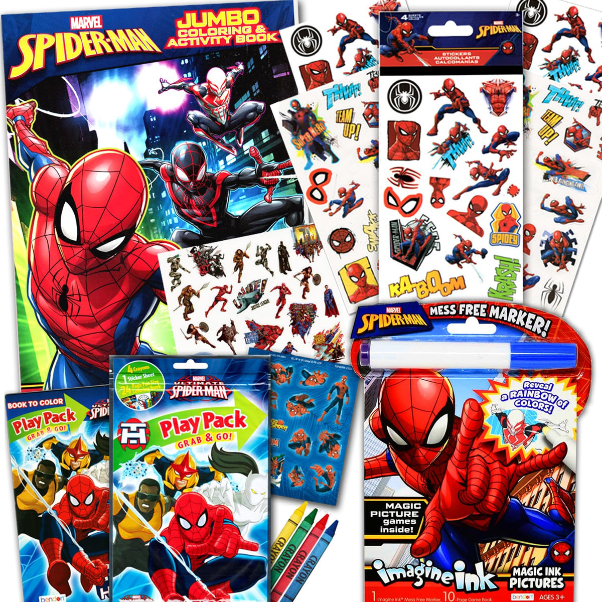 Bendon Spiderman Coloring & Activity Book Bundle | Imagine Ink, Stickers & More