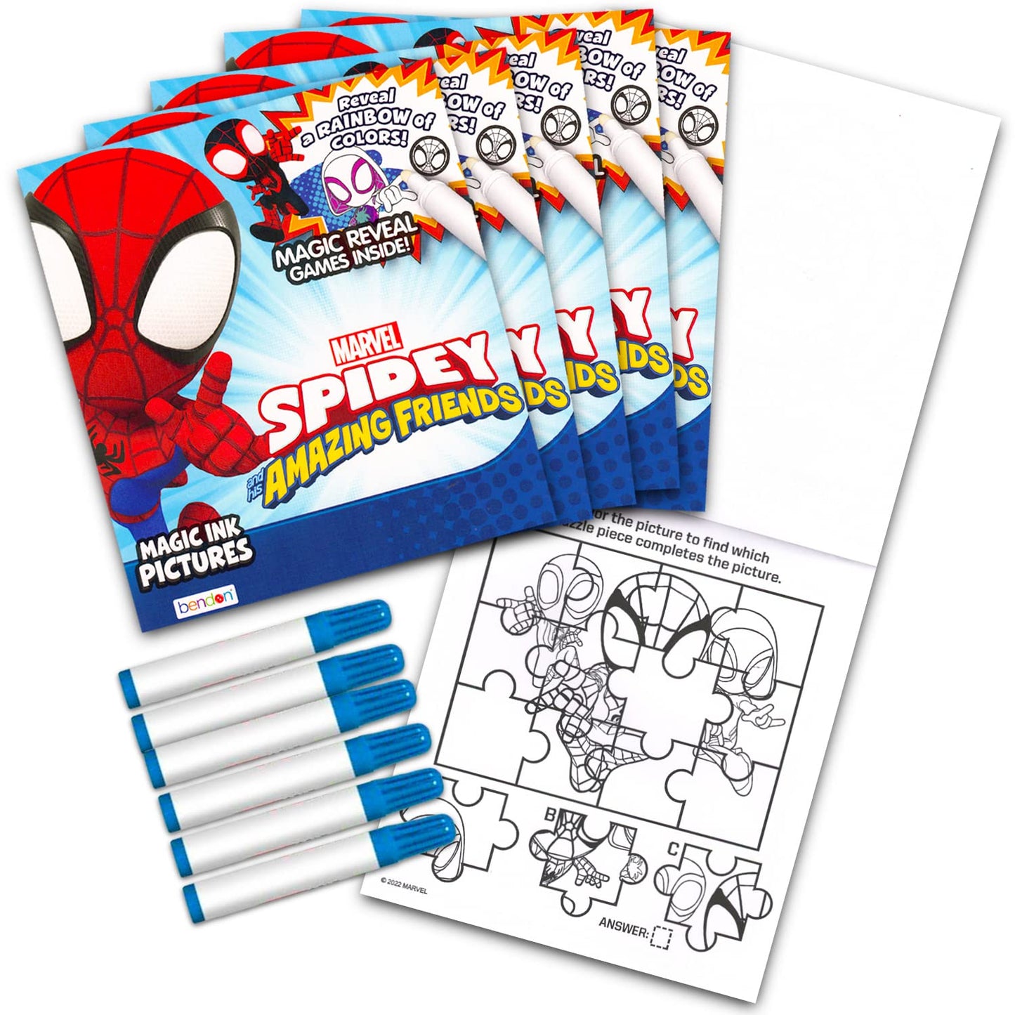 Bendon Spidey Imagine Ink 12-Pack Coloring Books – No-Mess Magic Ink, Party Favors