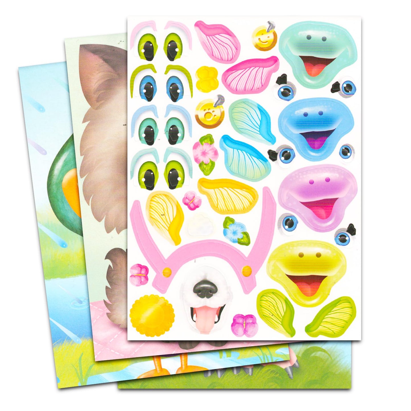 Bendon Create a Face Sticker Books 5x7 Bulk Set — 450+ Stickers, 3 Activity Books (Princess, Pets, Diva)