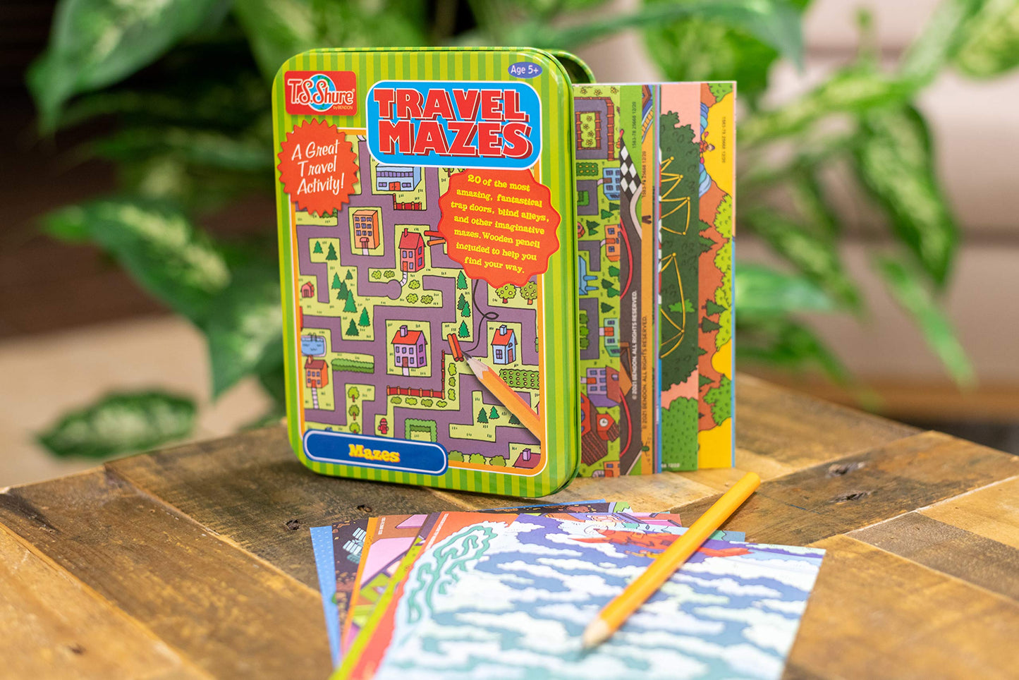 Bendon TS Shure Travel Mazes Mini Activity Tin – 20 Sheets + Pencil (Ages 5+)