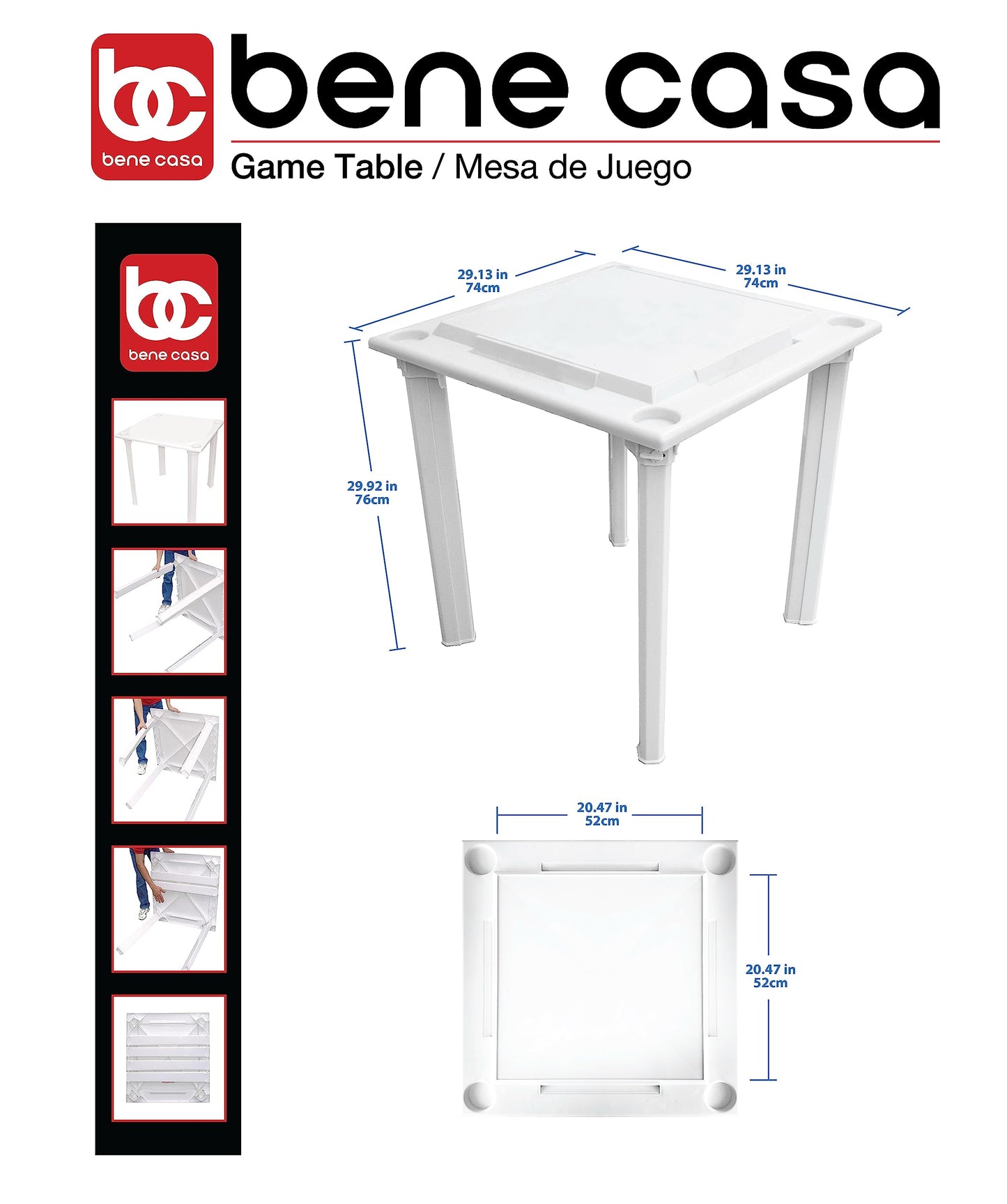 Bene Casa Domino Table – Portable, Waterproof Indoor/Outdoor Game Table