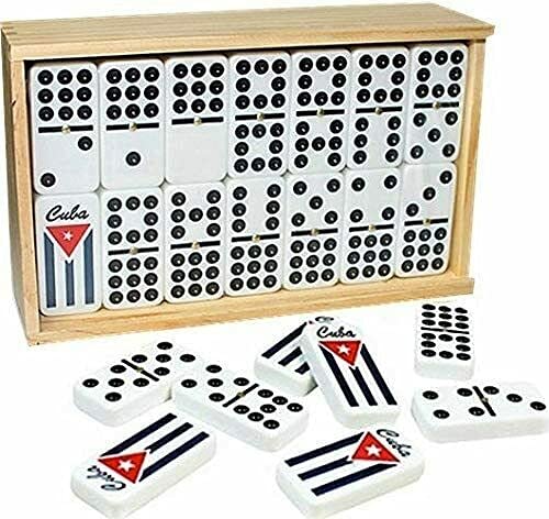 Bene Casa Cuban Flag Dominoes Set - Double Nine (55 Tiles) in Wooden Box | 2-10 Players