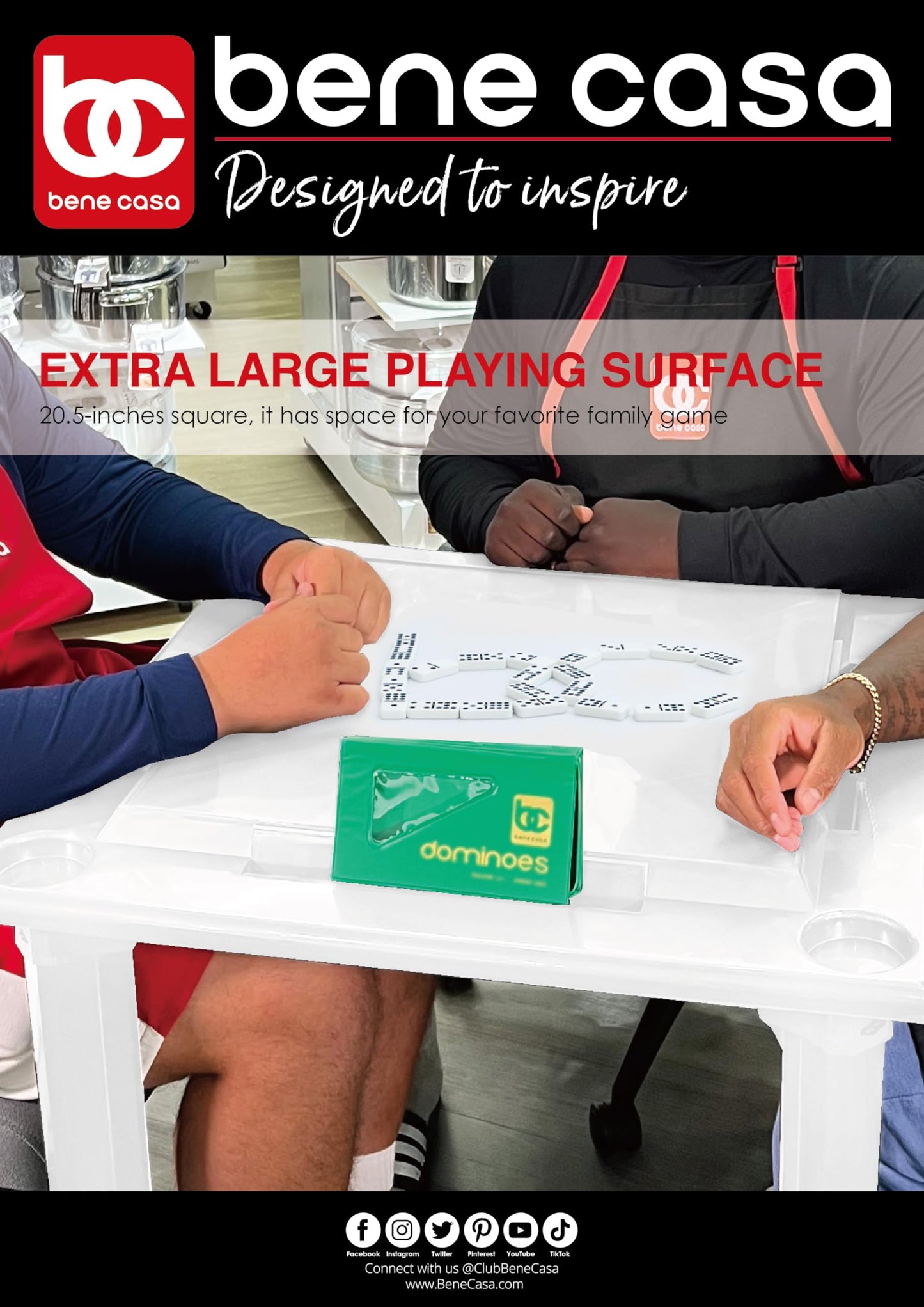 Bene Casa Domino Table – Portable, Waterproof Indoor/Outdoor Game Table