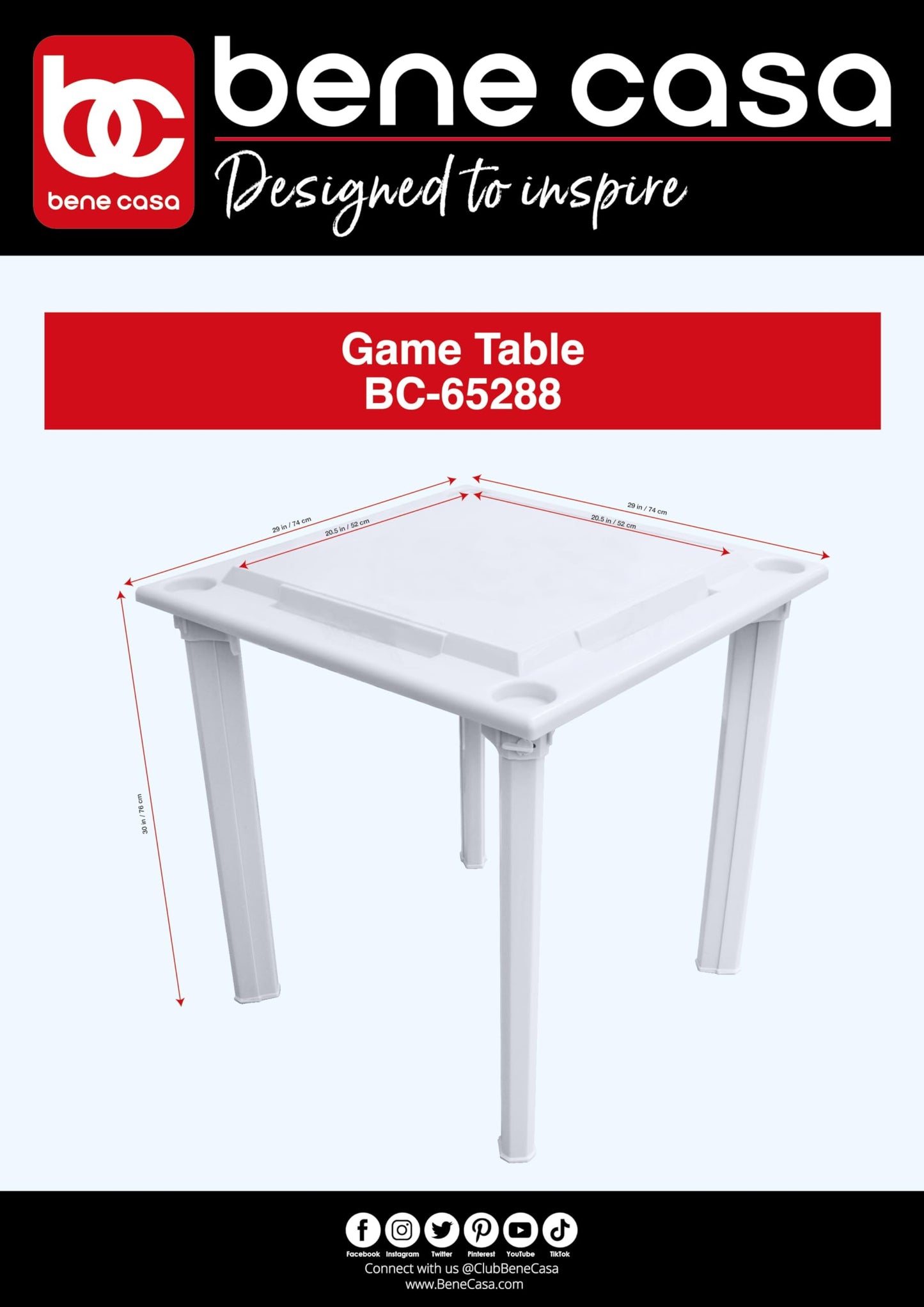 Bene Casa Domino Table – Portable, Waterproof Indoor/Outdoor Game Table