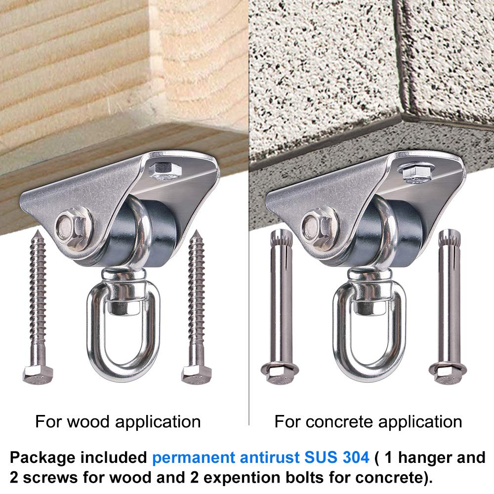 BeneLabel 360° Swivel Silent Swing Hanger — 1000 lb Ceiling Mount for Hammock Chair & Porch Swing