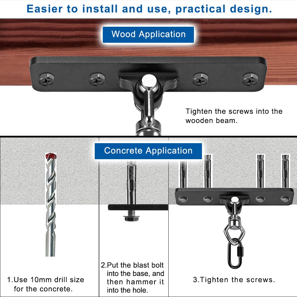 BeneLabel Ceiling Mount Swing Hanger – 900 lb Capacity, 360° Bearing, Stainless Steel
