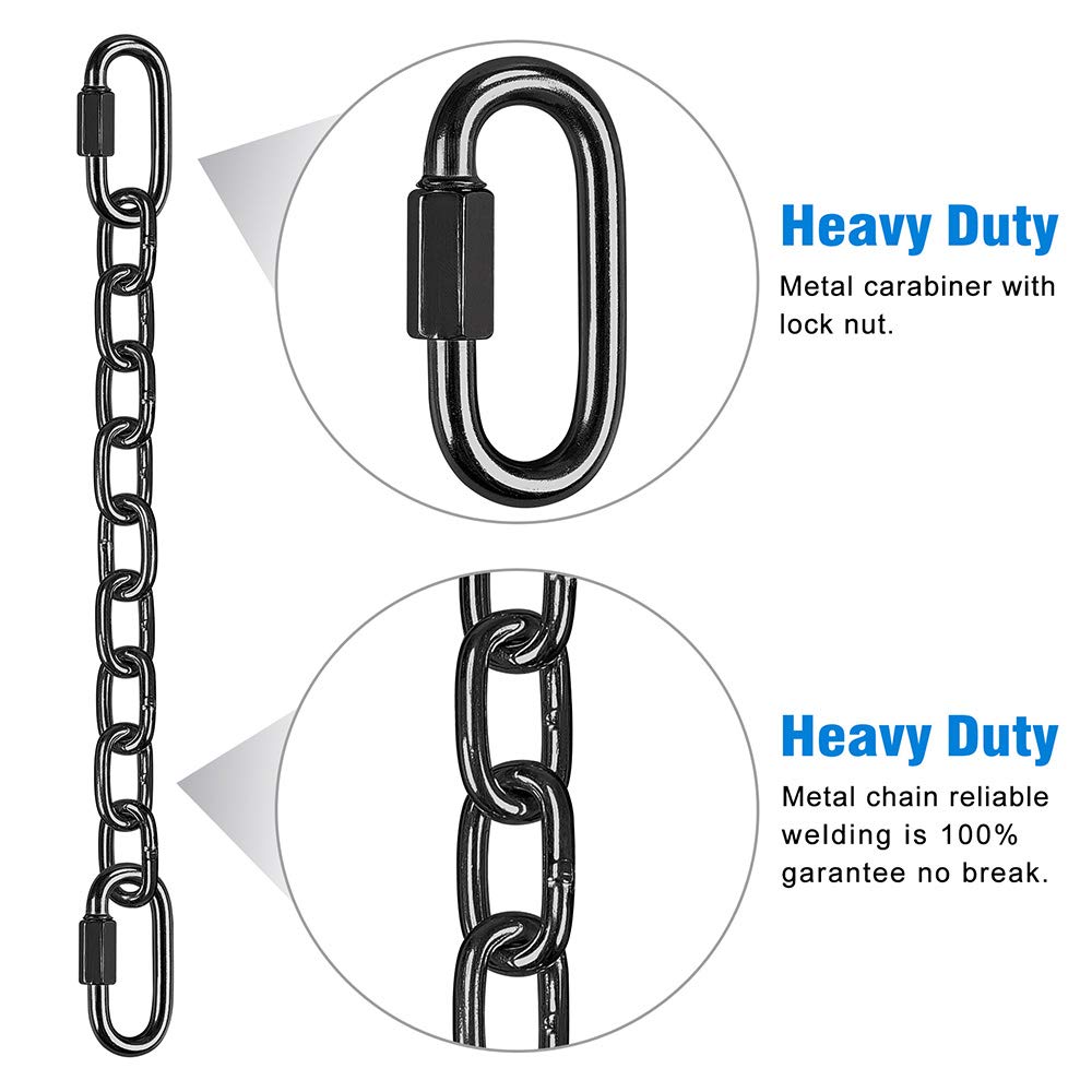 BeneLabel 2Pcs 28in Heavy-Duty Hanging Chains with 4 Carabiners — 1000 lb Capacity