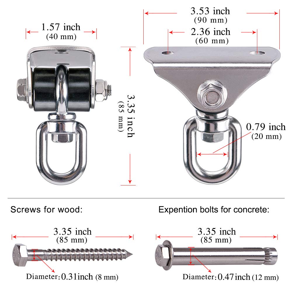 BeneLabel 360° Swivel Silent Swing Hanger — 1000 lb Ceiling Mount for Hammock Chair & Porch Swing