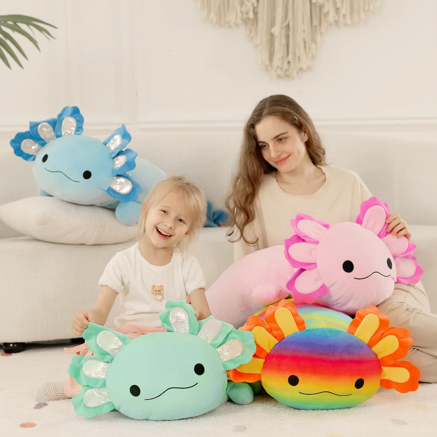 BENINY 39-Inch Giant Mint Axolotl Plush — Large Hugger Pillow & Gift
