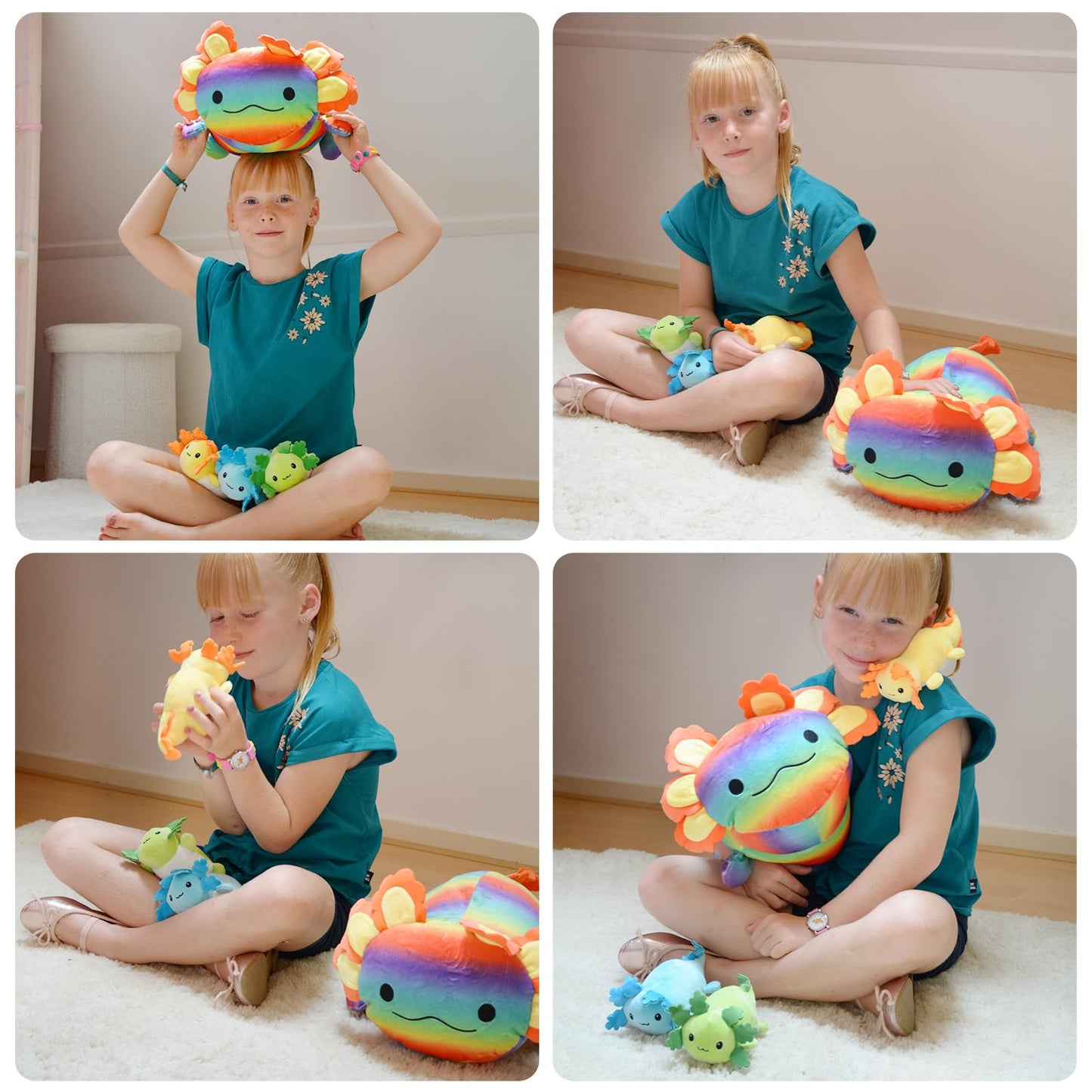 BENINY 4-Pcs Axolotl Plush - 24-Inch Mommy with 3 Babies | Giant Cuddly Toy