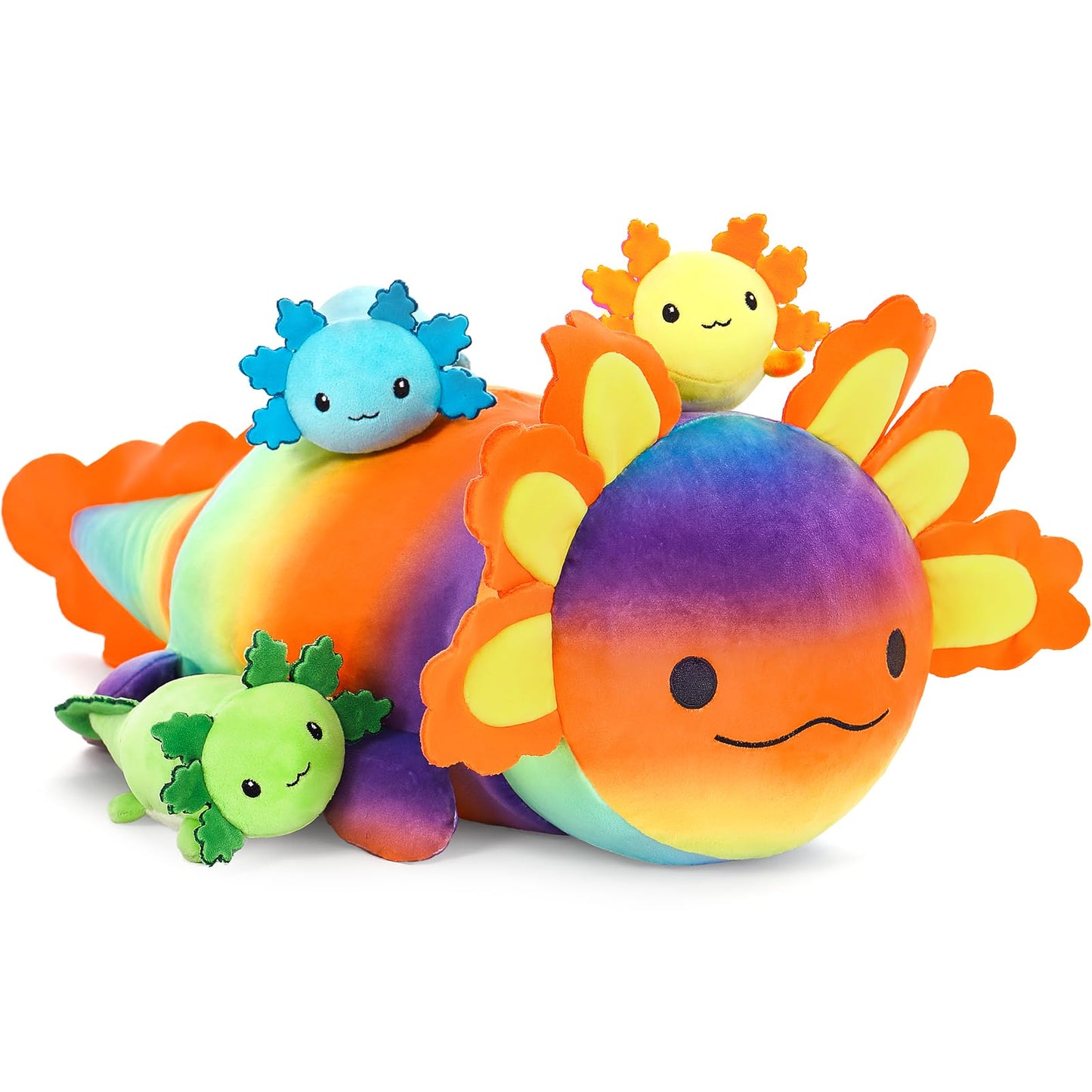 BENINY 4-Pcs Axolotl Plush - 24-Inch Mommy with 3 Babies | Giant Cuddly Toy