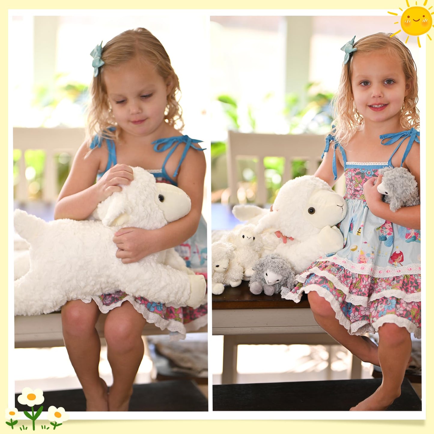 BENINY 5Pcs Lamb Stuffed Animal Set – 20-Inch Mommy Lamb with 4 Baby Lambs
