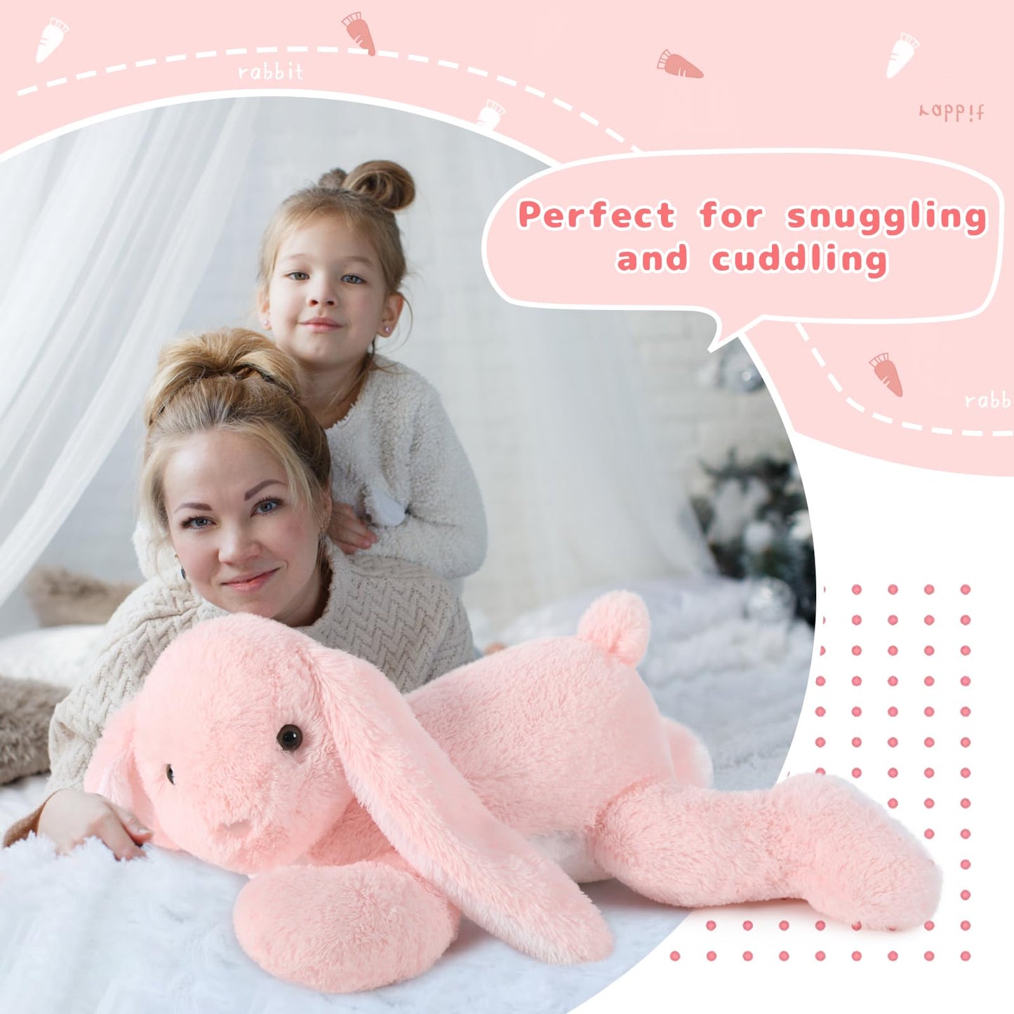 BENINY Big Pink Bunny 24in – Large Plush Stuffed Animal for Easter & Gifts