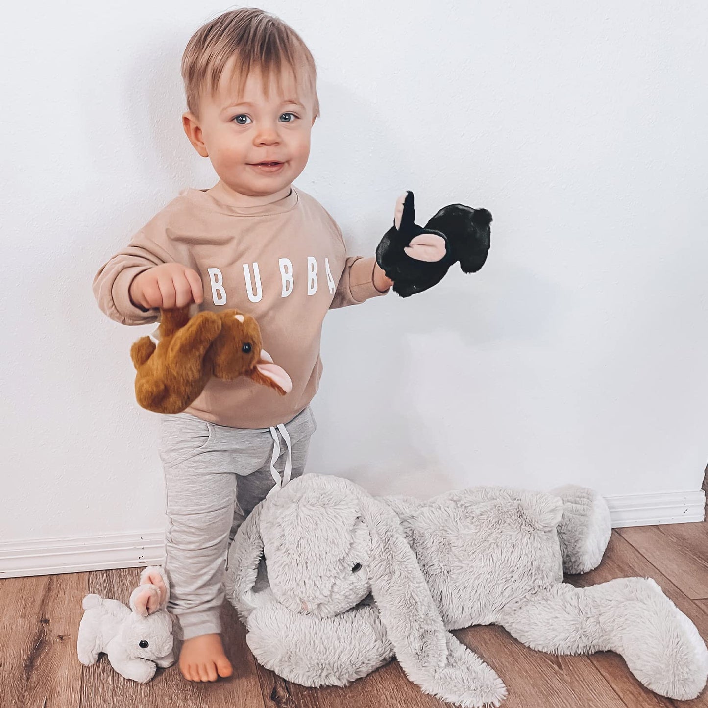 BENINY 4-Piece Bunny Stuffed Animal Set — Large Mommy Bunny with 3 Small Plush Bunnies