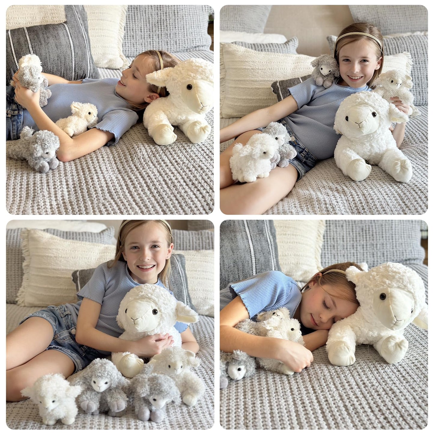 BENINY 5Pcs Lamb Stuffed Animal Set – 20-Inch Mommy Lamb with 4 Baby Lambs