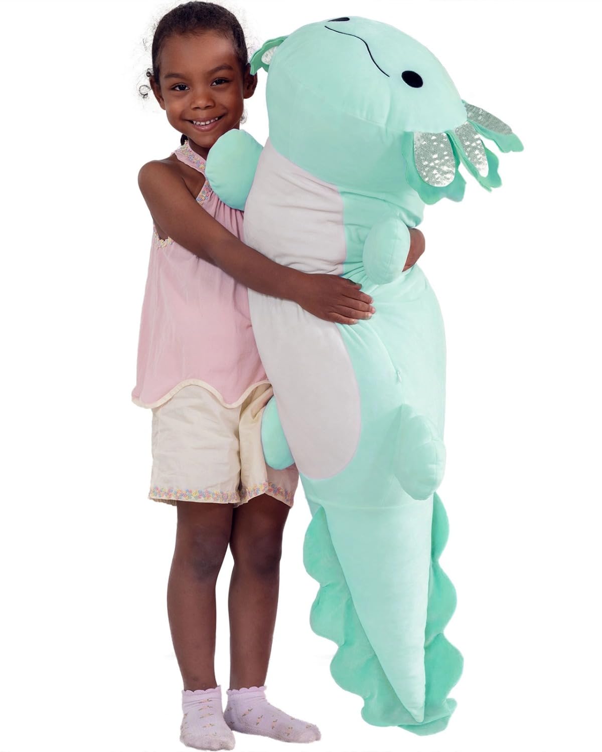 BENINY 39-Inch Giant Mint Axolotl Plush — Large Hugger Pillow & Gift