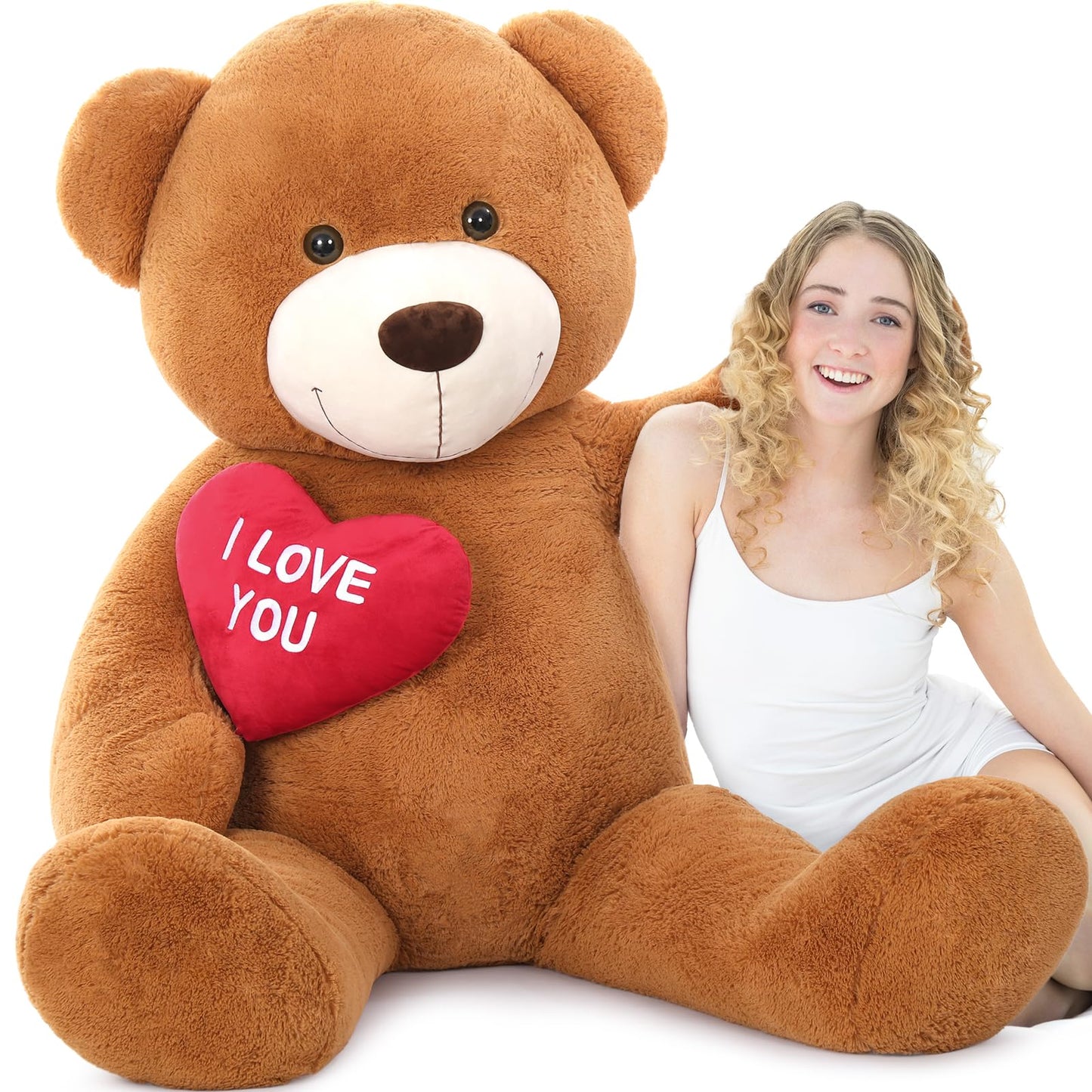BENINY Giant Teddy Bear 52-Inch Plush with Heart – I Love You Gift