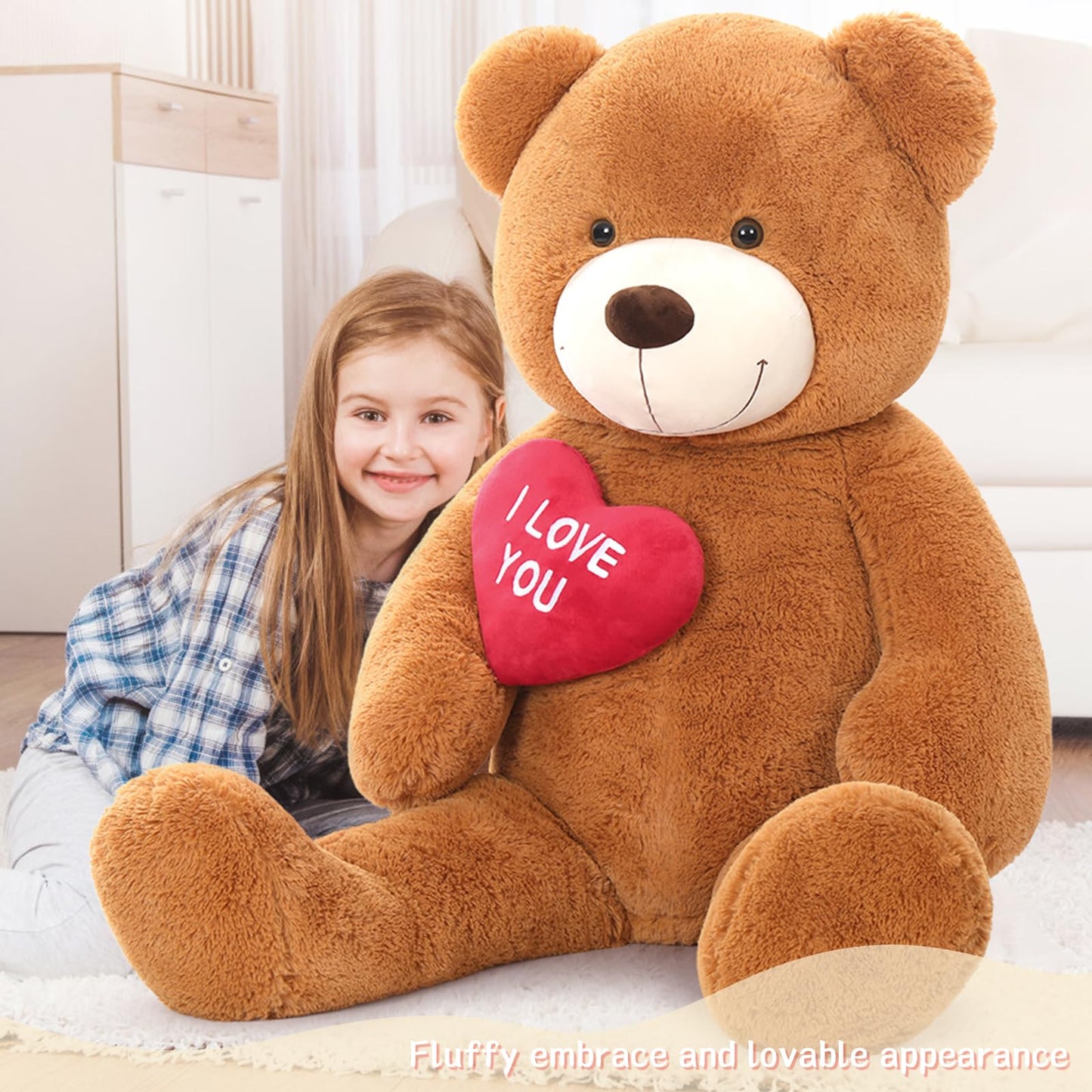 BENINY Giant Teddy Bear 52-Inch Plush with Heart – I Love You Gift