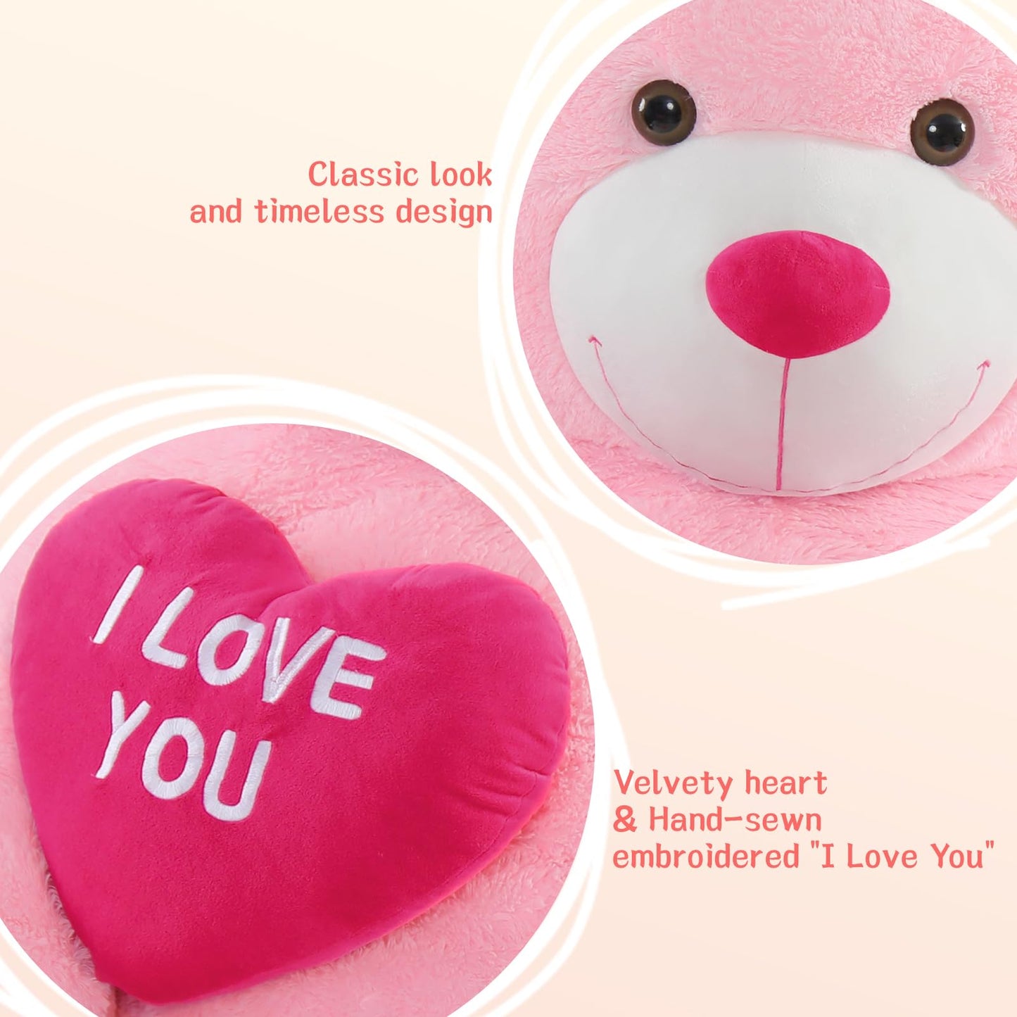 BENINY Giant Teddy Bear 52-Inch — Large I Love You Plush Gift
