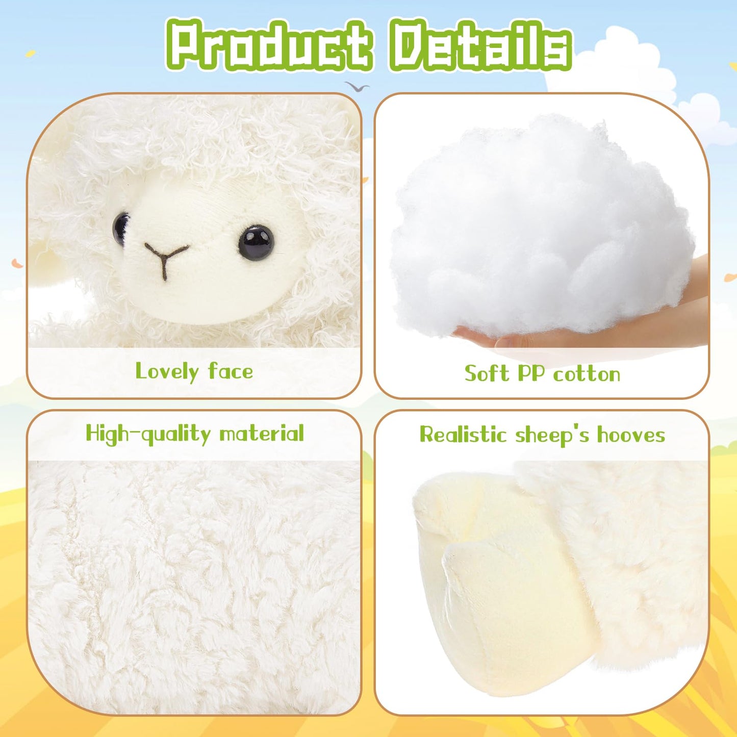 BENINY 5Pcs Lamb Stuffed Animal Set – 20-Inch Mommy Lamb with 4 Baby Lambs