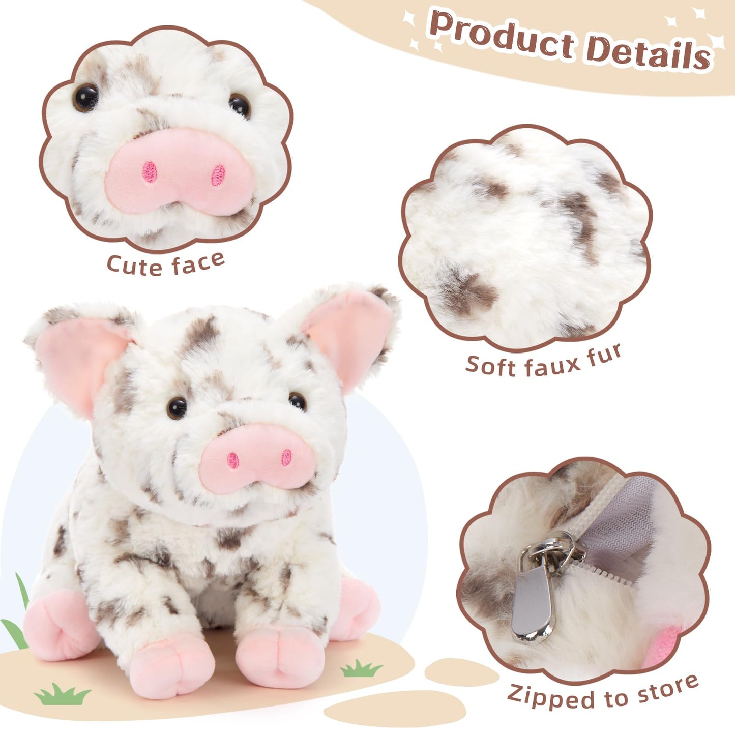BENINY Pig Plush Set – 16-Inch Mommy Spotted with 4 Piglets (5-Piece)
