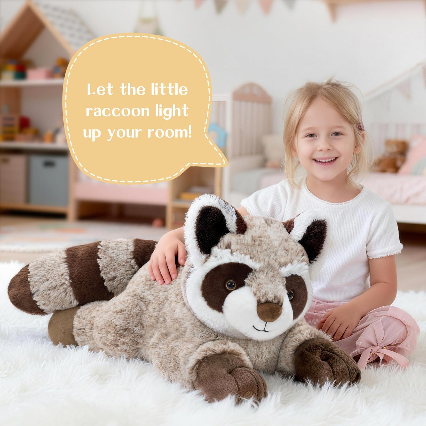 BENINY 30-Inch Giant Raccoon Plush — Oversized Stuffed Animal Toy for Hugs and Imaginative Play