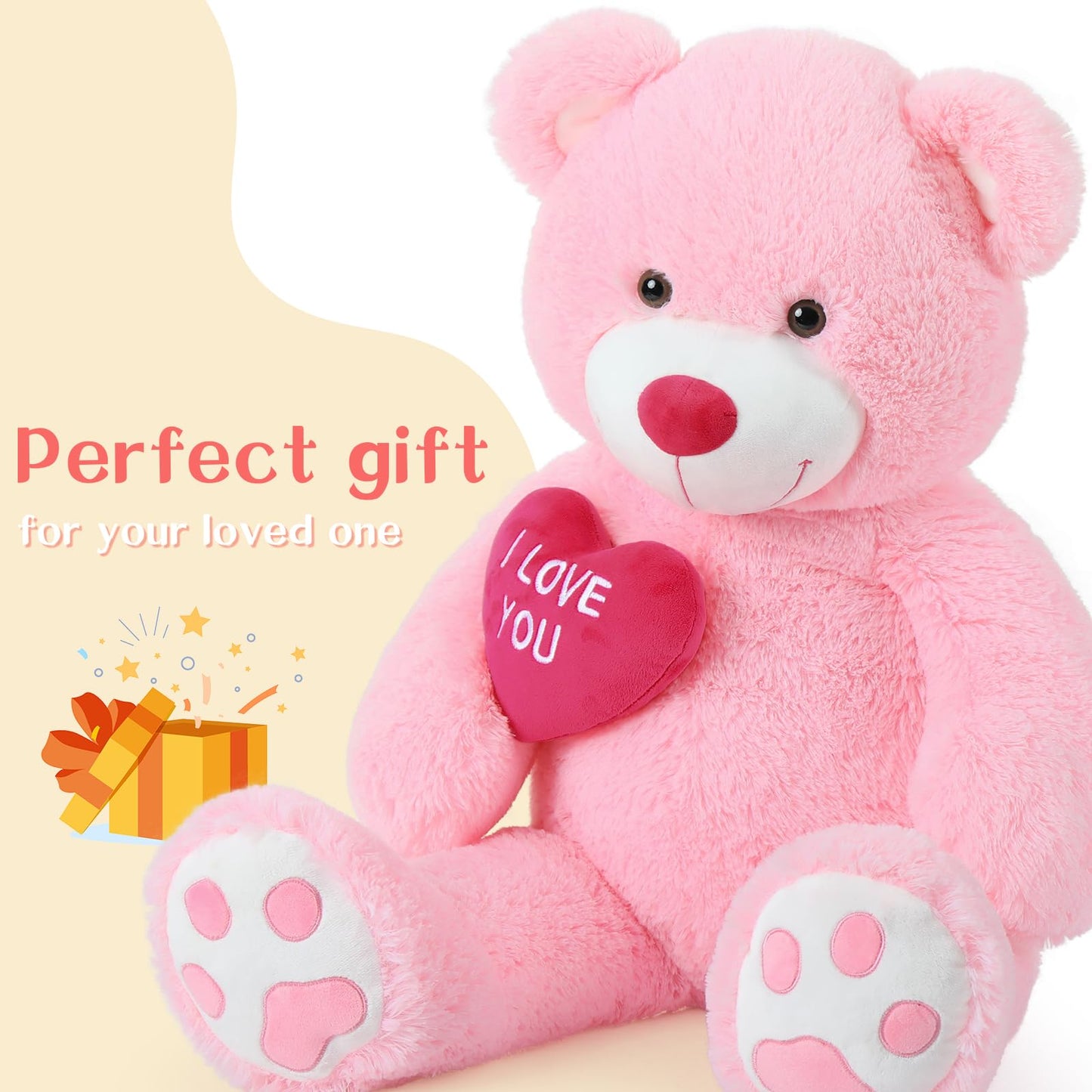 BENINY Giant Teddy Bear 52-Inch — Large I Love You Plush Gift