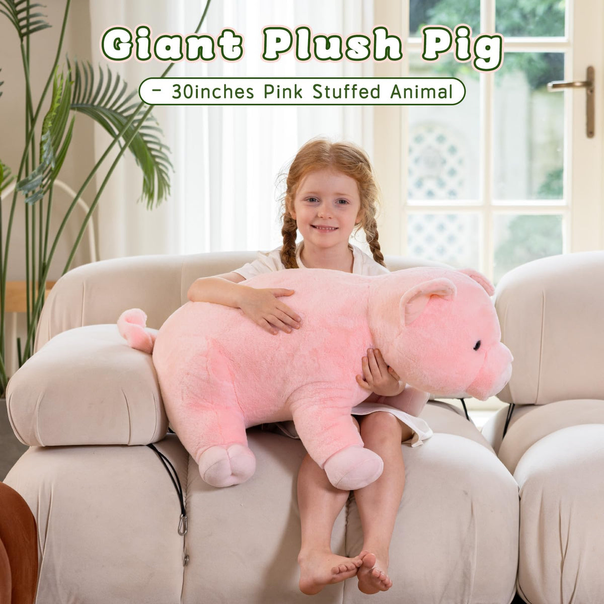 BENINY Giant Pink Pig Plush 30-Inch – Ultra-Soft Big Farm Stuffed Animal