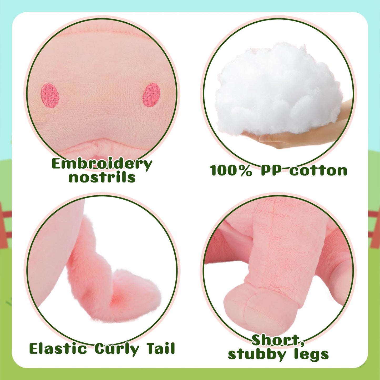 BENINY Giant Pink Pig Plush 30-Inch – Ultra-Soft Big Farm Stuffed Animal