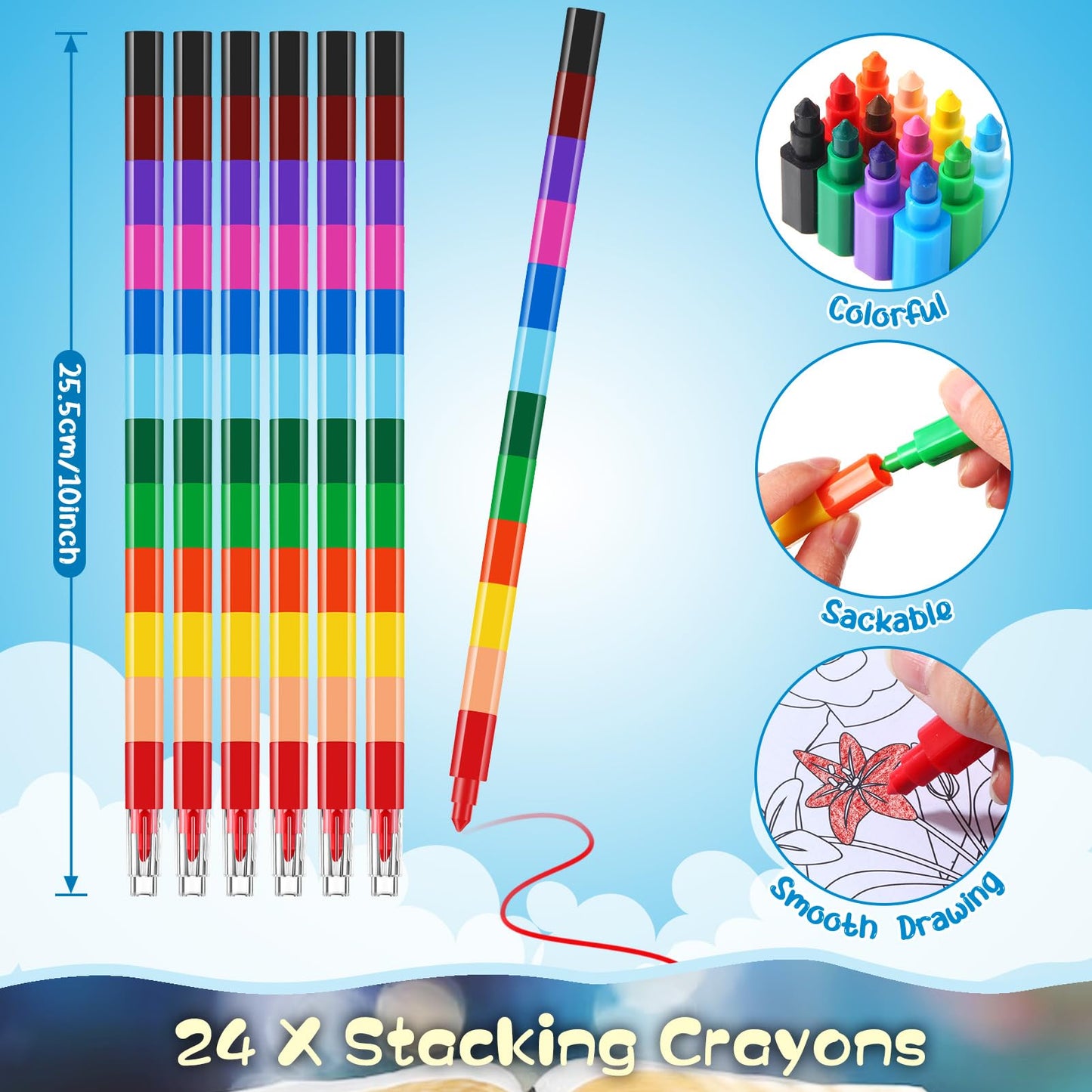 BenLouis 24 Christian Mini Coloring Books with Stacking Crayons – Bible Verse Party Favors