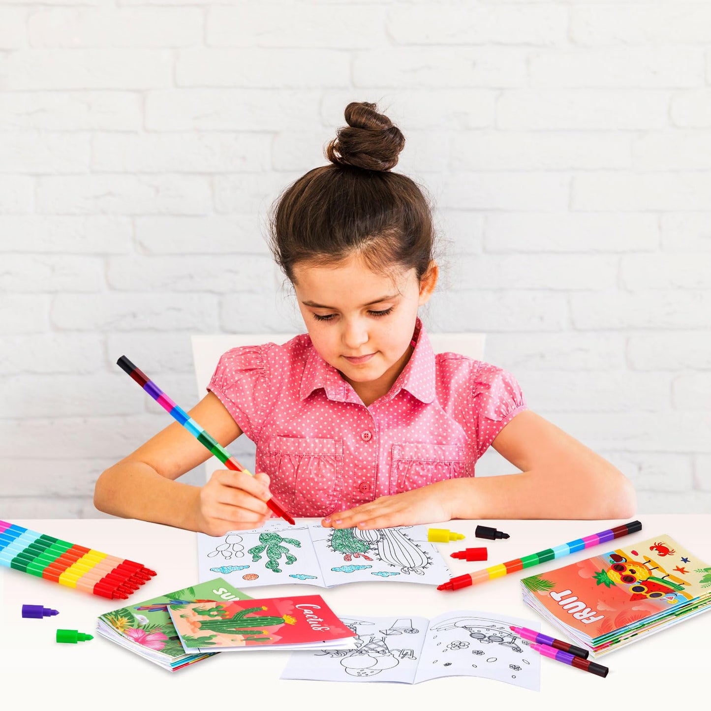 BenLouis 24 Summer Mini Coloring Books with Stacking Crayons – Beach Party Favors
