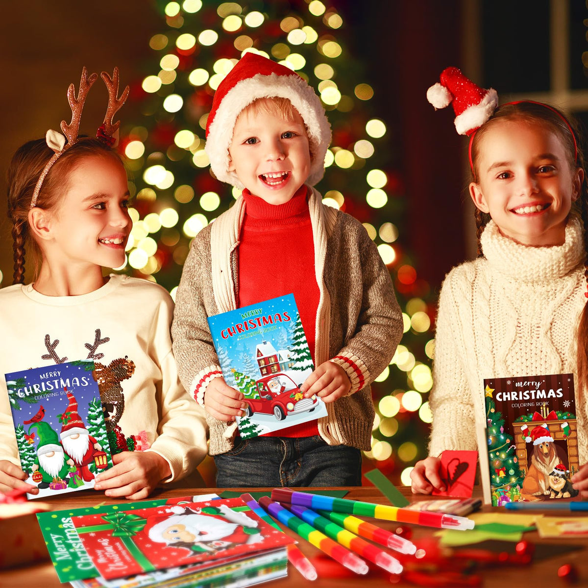 BenLouis 24 Pcs Christmas Mini Coloring Books – Kids Xmas Party Favors, 72 Patterns, 6.7 x 4.7 in