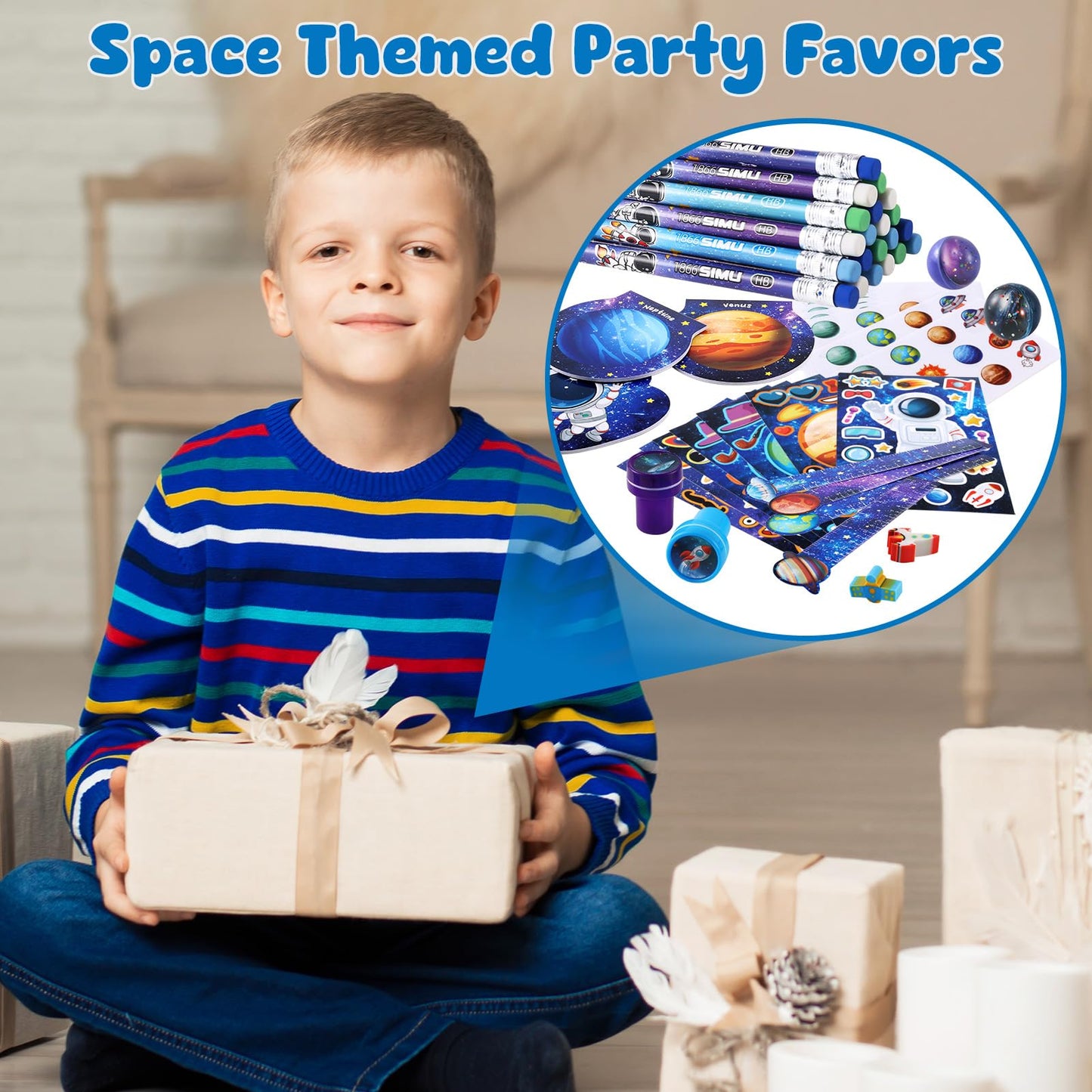 BenLouis 84-Pcs Outer Space Themed Party Favors Set – Coloring Books, Crayons, Stickers & More