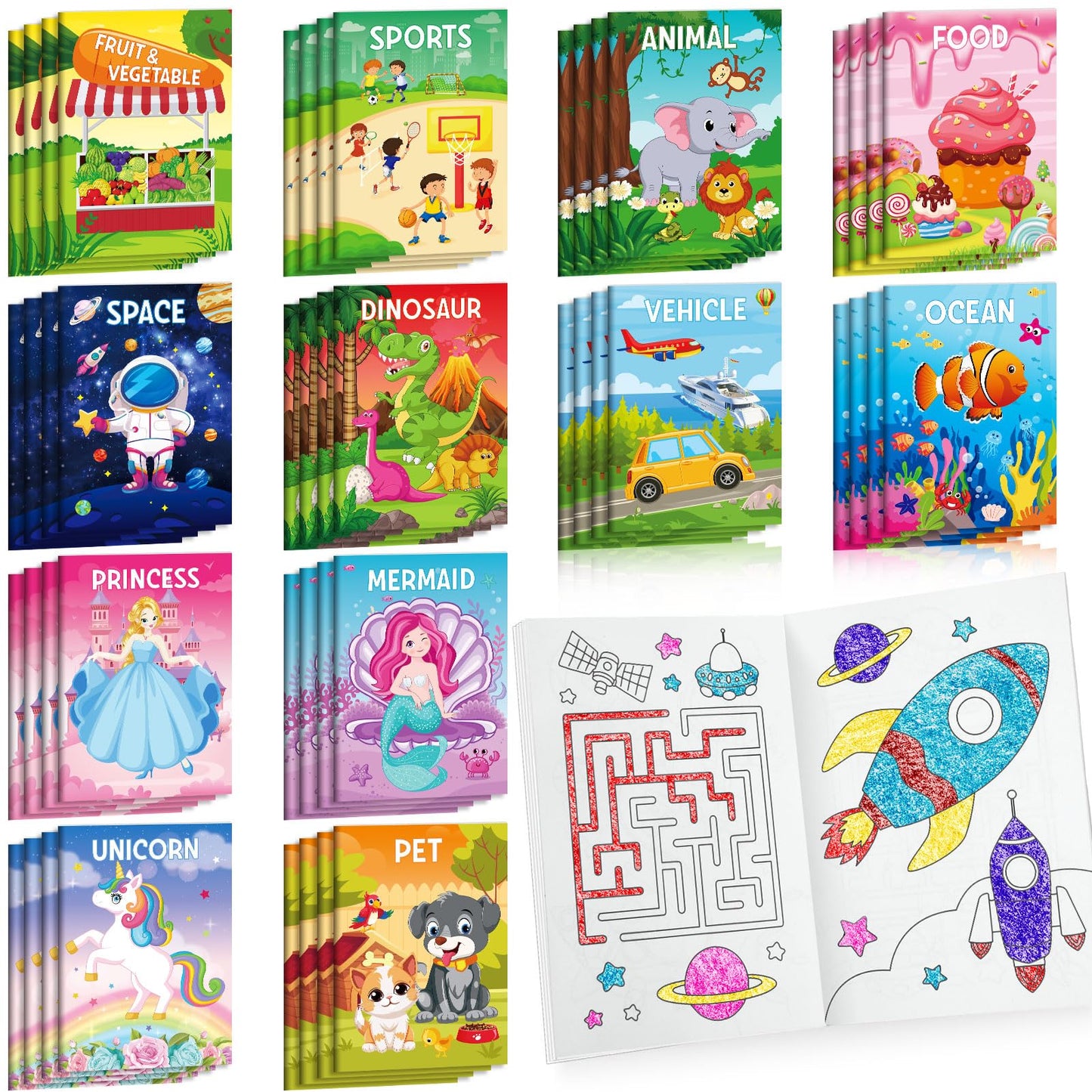 BenLouis Coloring Books Bulk Mini Coloring Books for Kids – 48 Classic Party Favors, Ages 4-12