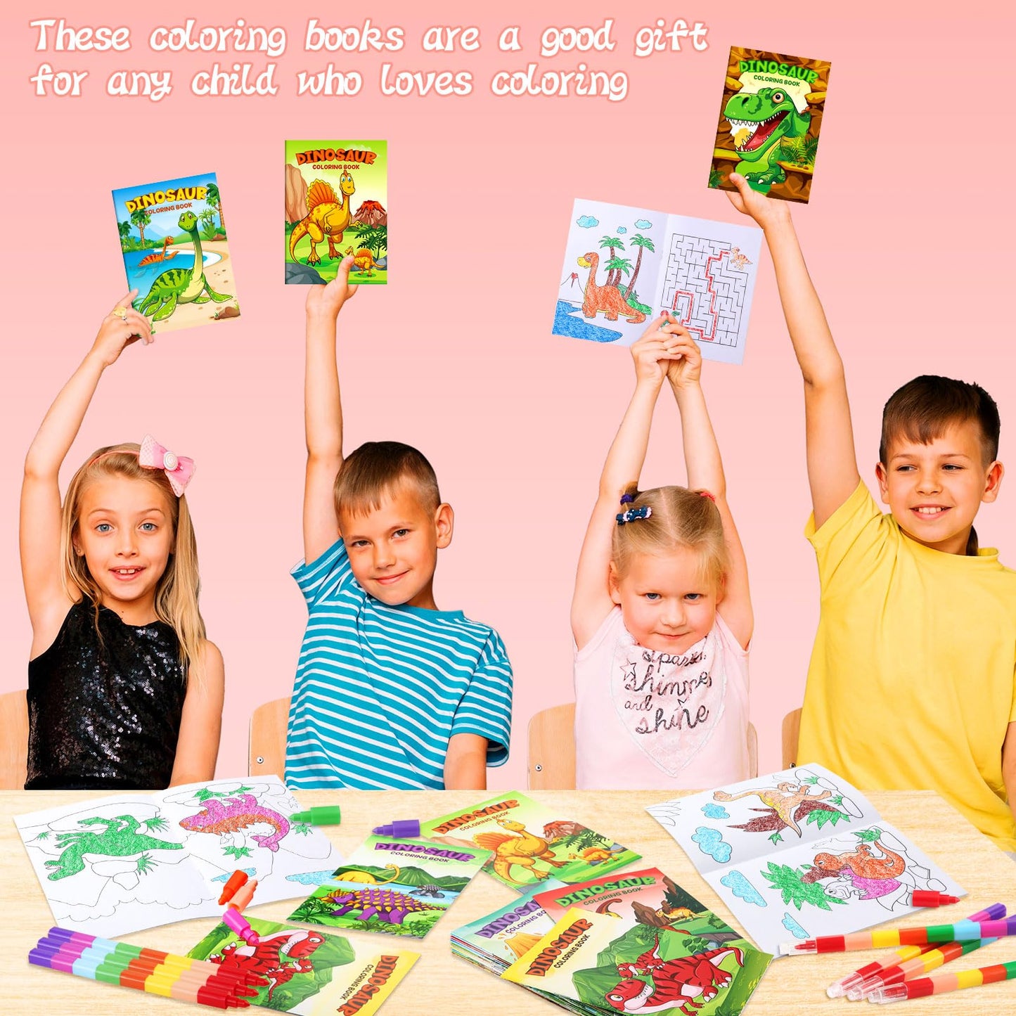 BenLouis 24 Pcs Dinosaur Mini Coloring Books – Bulk Kids Party Favors