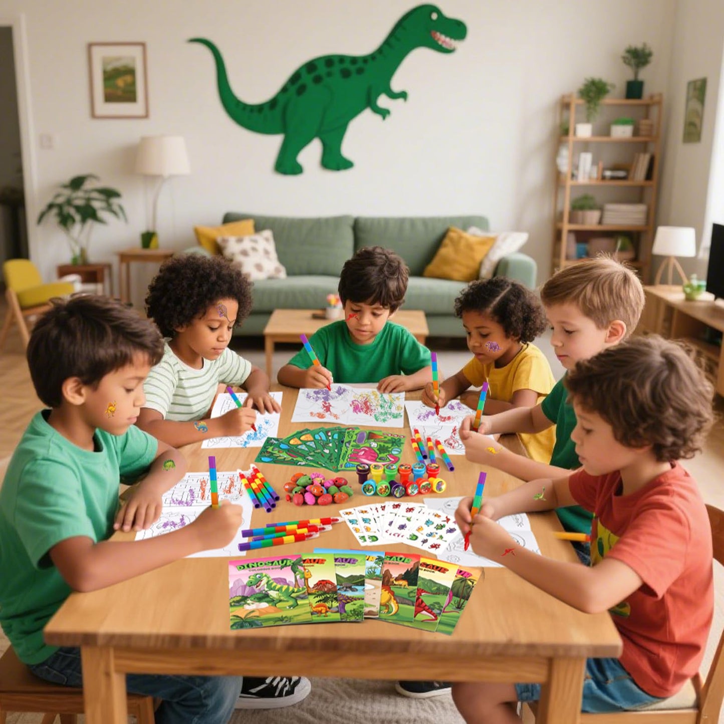 BenLouis 84Pcs Dinosaur Party Favors – Coloring Books, Crayons, Stickers & More