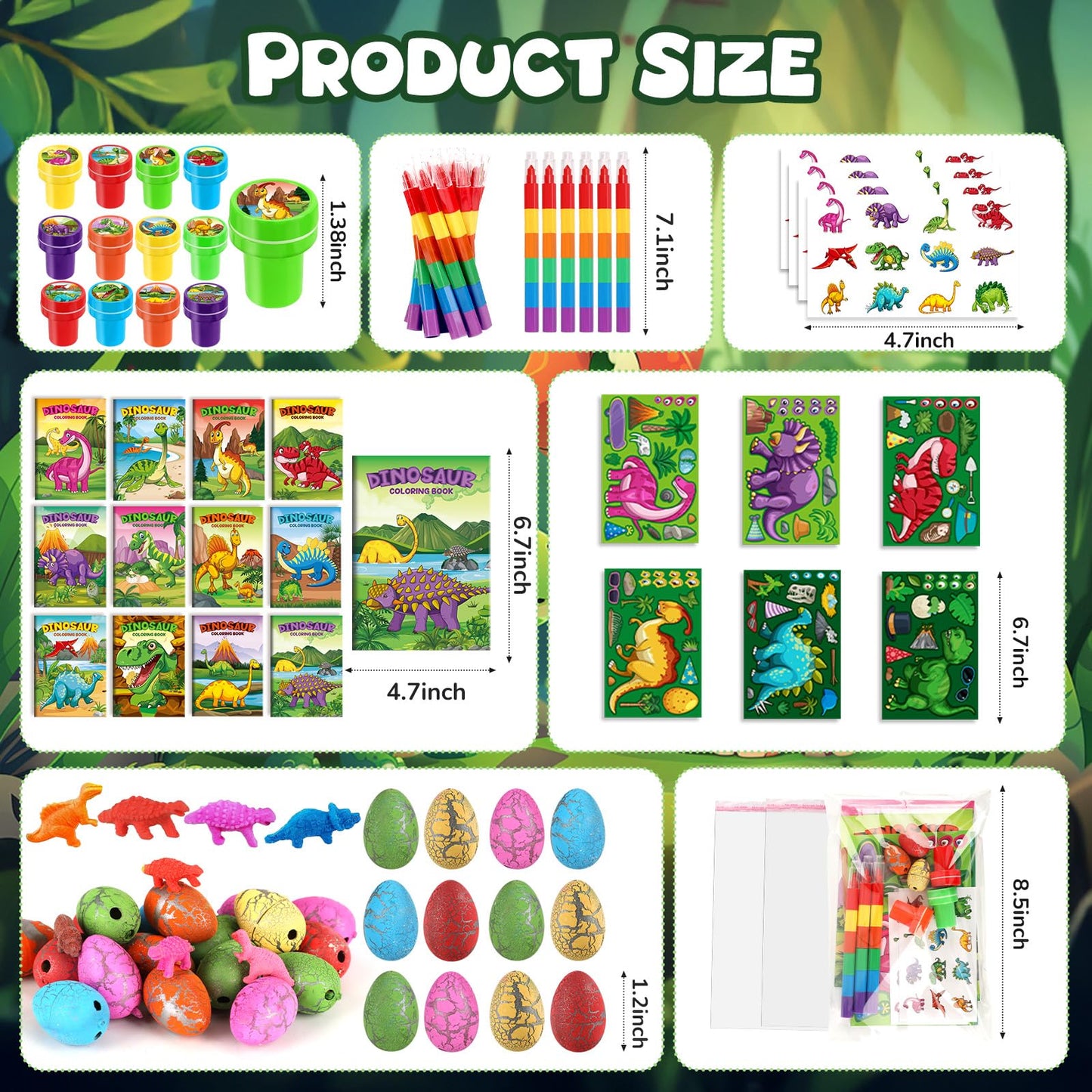 BenLouis 84Pcs Dinosaur Party Favors – Coloring Books, Crayons, Stickers & More