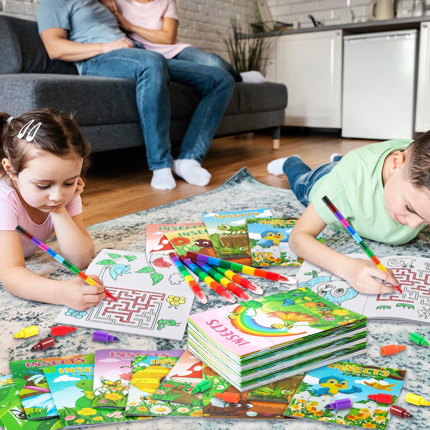 BenLouis 24 Pcs Insects Mini Coloring Books – Kids Bug Party Favors & Travel Activities