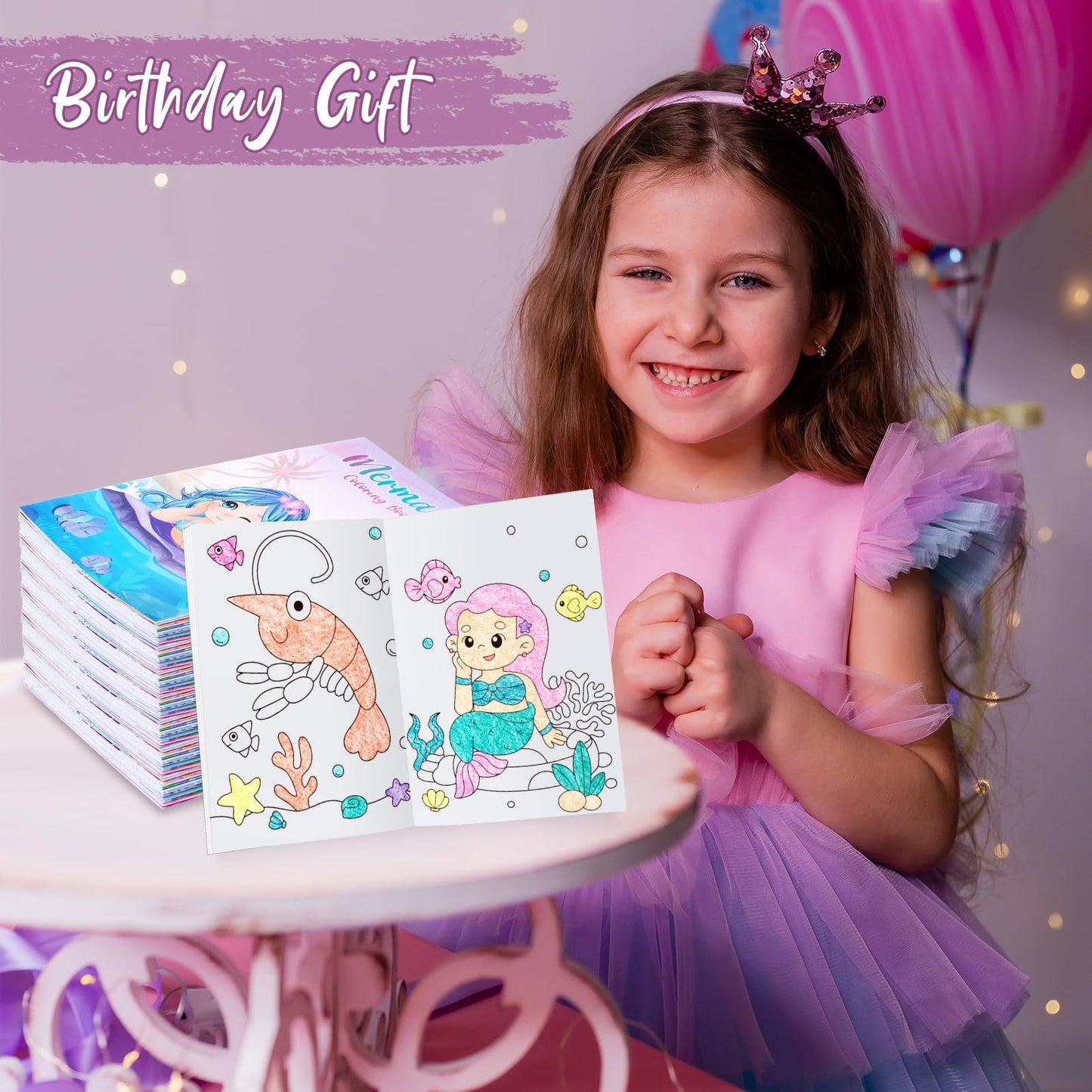 BenLouis Mermaid Mini Coloring Books with 24 Stacking Crayons — Party Favors